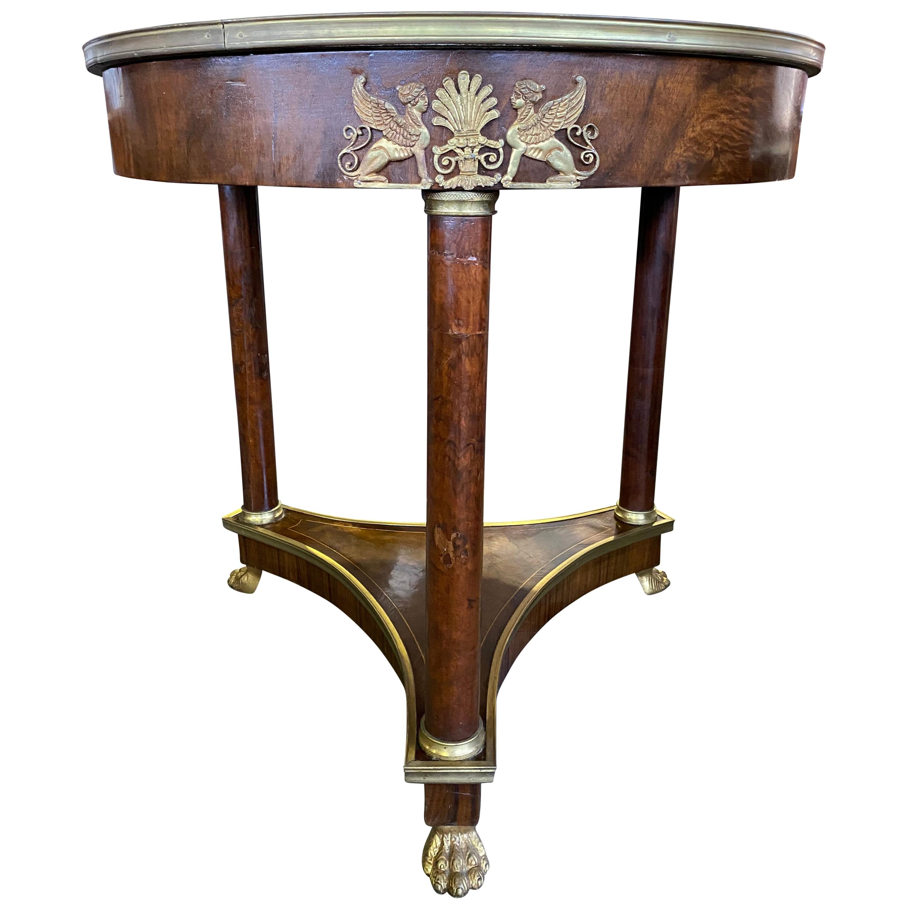 French Empire Round Marble Top Table, 19th Century For Sale