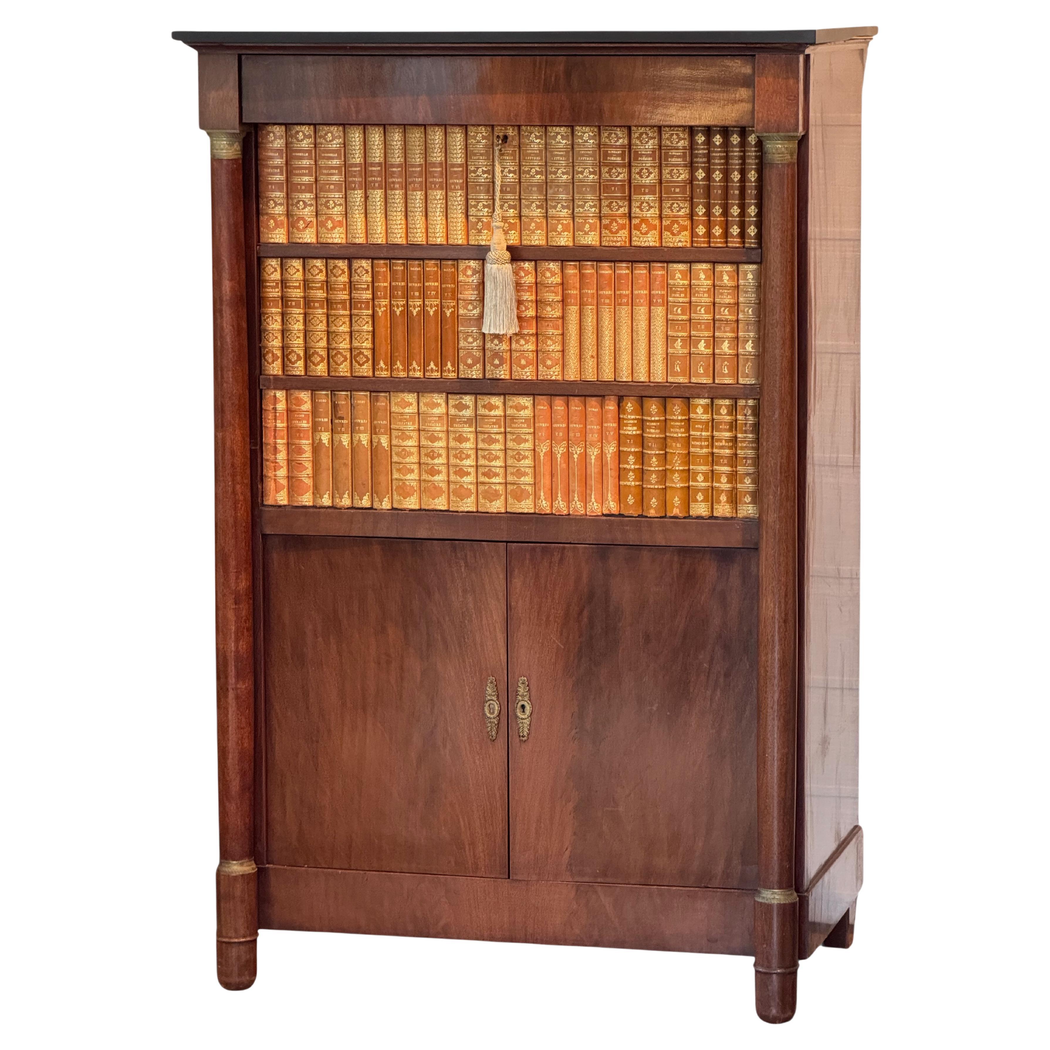 French Empire Secretaire À Abattant With Faux Book Front