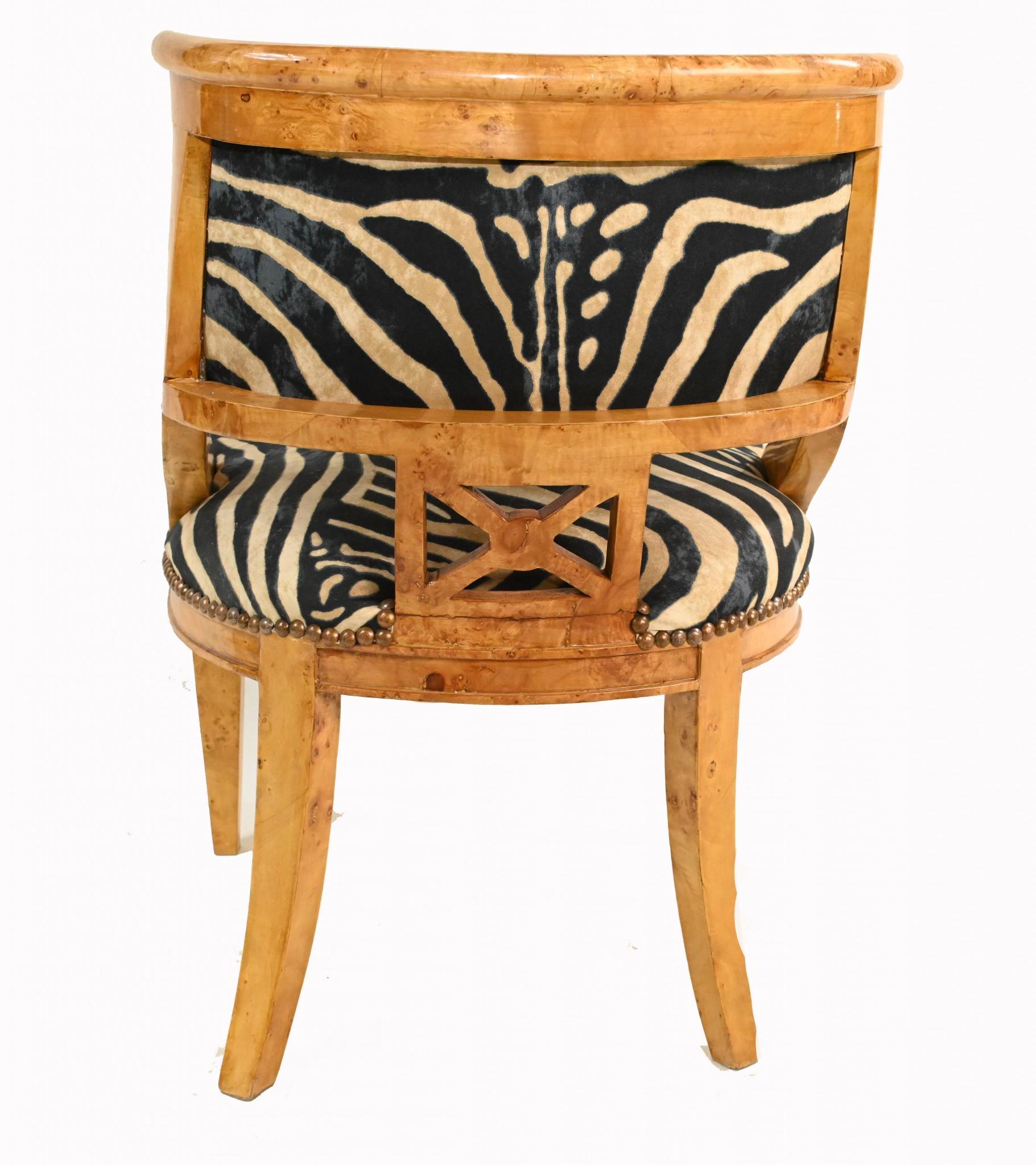 French Provincial French Empire Side Chair Zebra Print Interiors For Sale