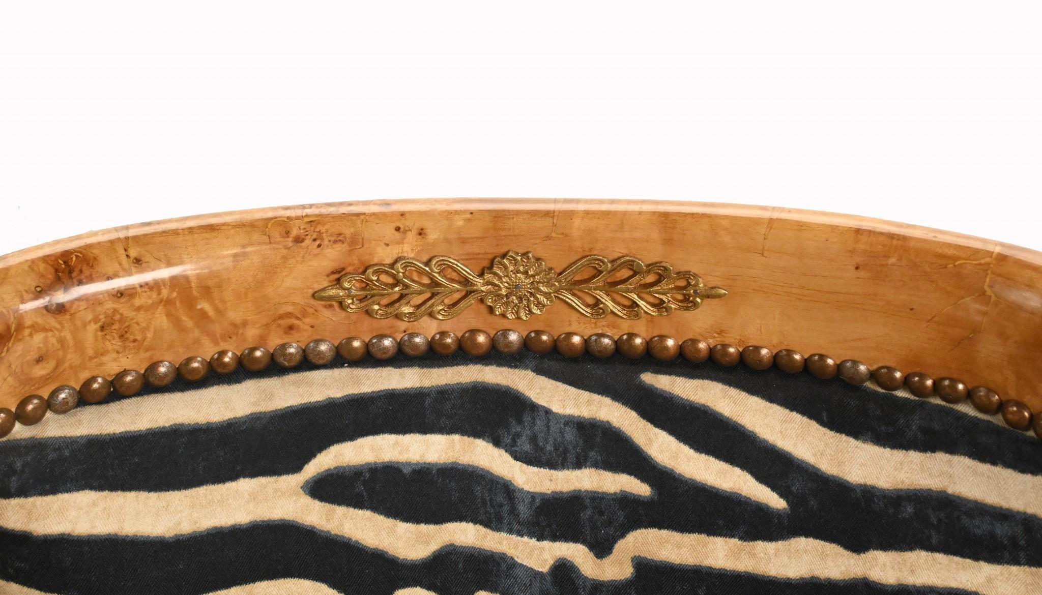Wood French Empire Side Chair Zebra Print Interiors For Sale