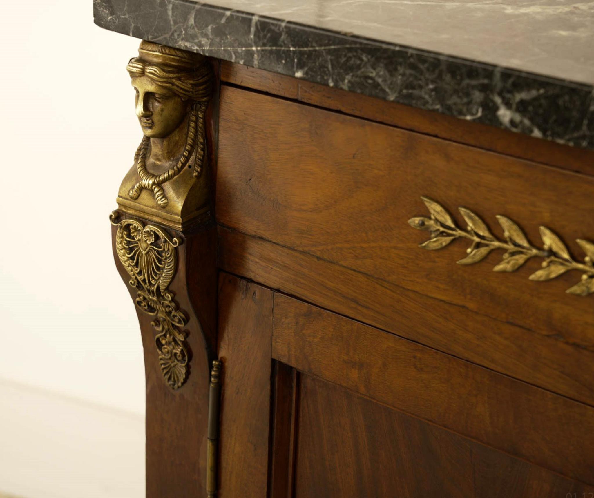 French Empire Sideboard Cabinet Mahogany Ormolu Pharo 1880 For Sale 4