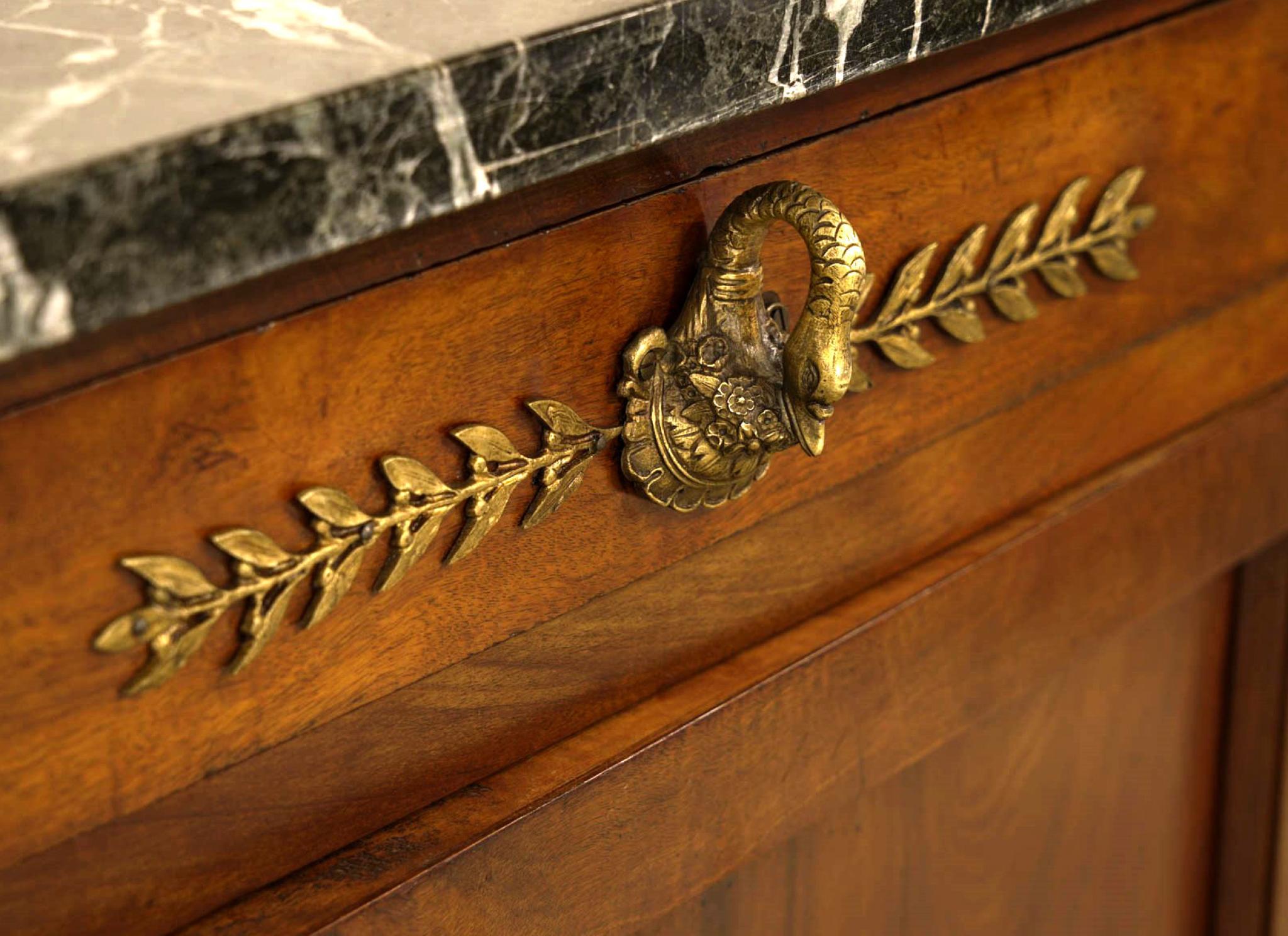 French Empire Sideboard Cabinet Mahogany Ormolu Pharo 1880 For Sale 3