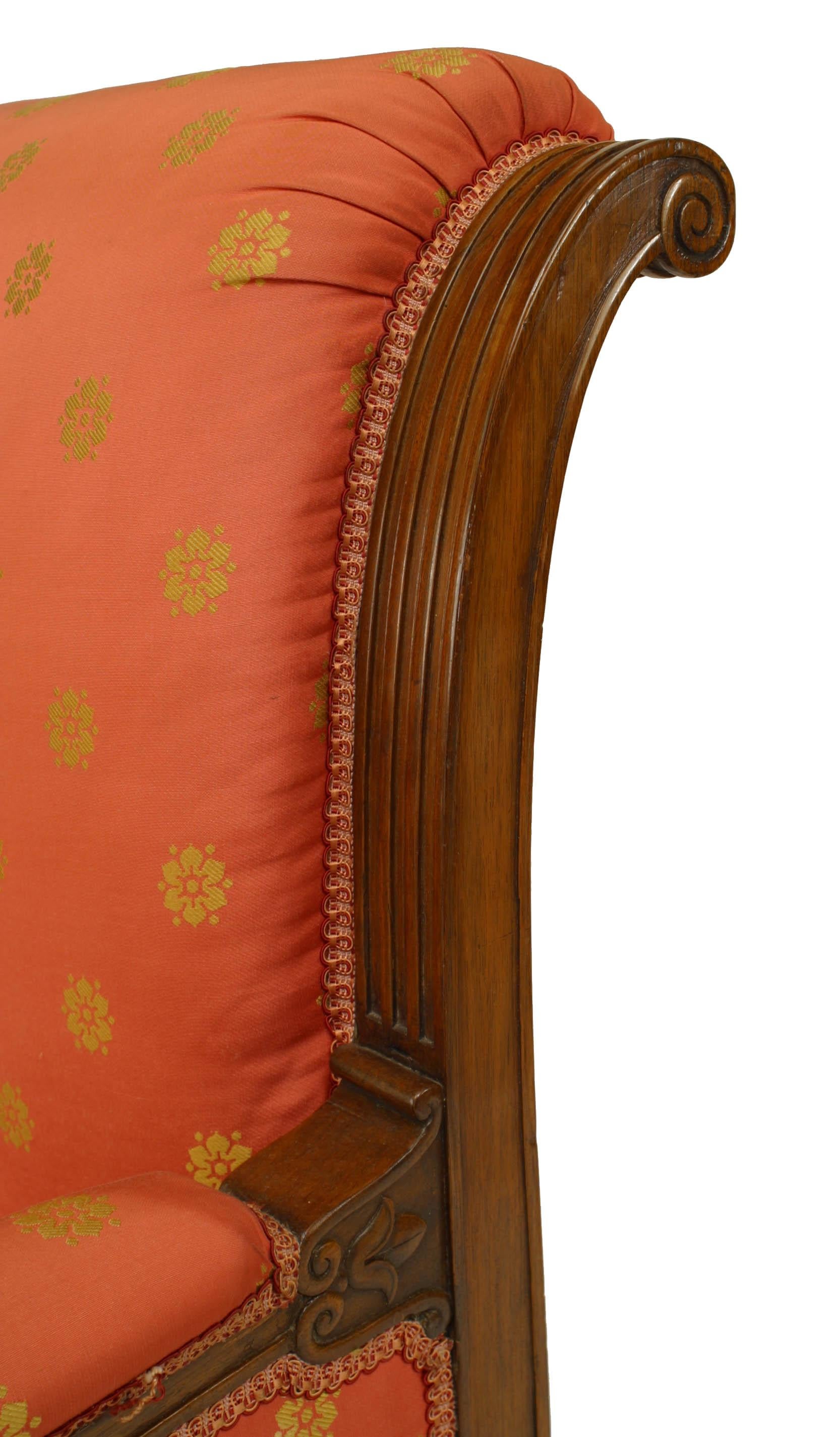 French Empire Silk Bergère Armchairs For Sale 4