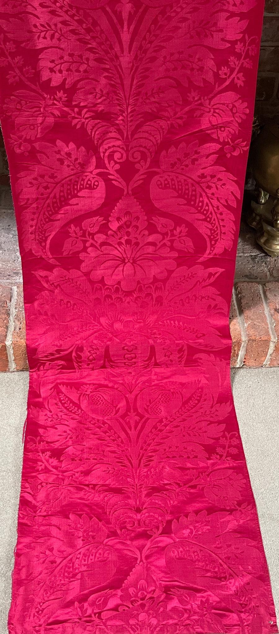 An exquisite length of fine quality French Burgundy Red Silk Damask

Dating from circa 1820

Woven with large Medici design featuring lovely Pomegranates

gorgeous colour of deep rich Burgundy Red ( A little less pink than appears in the photos)