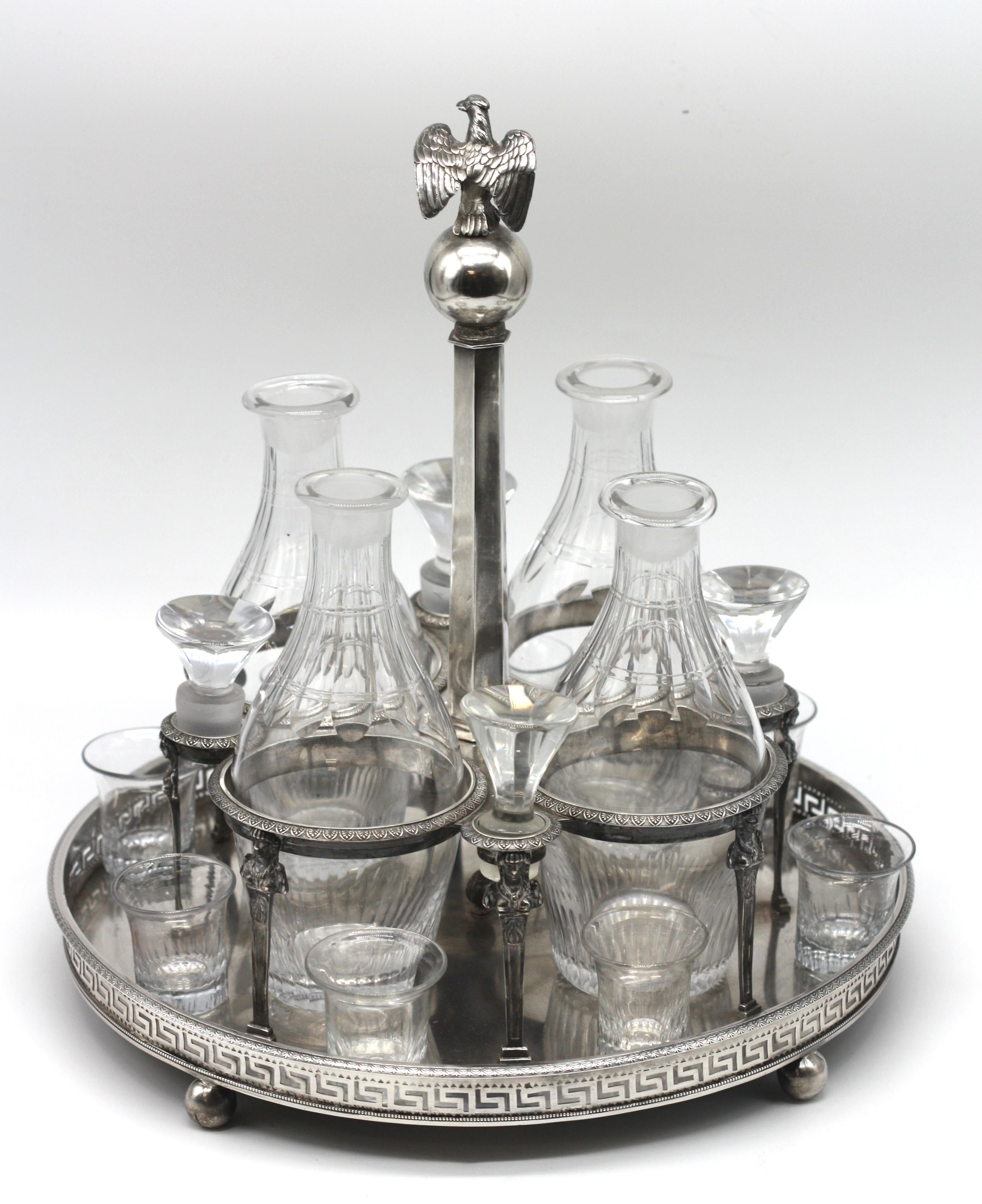 French Empire Silver Decanter Stand, Maker Louis Joseph-Bouty In Good Condition For Sale In West Palm Beach, FL