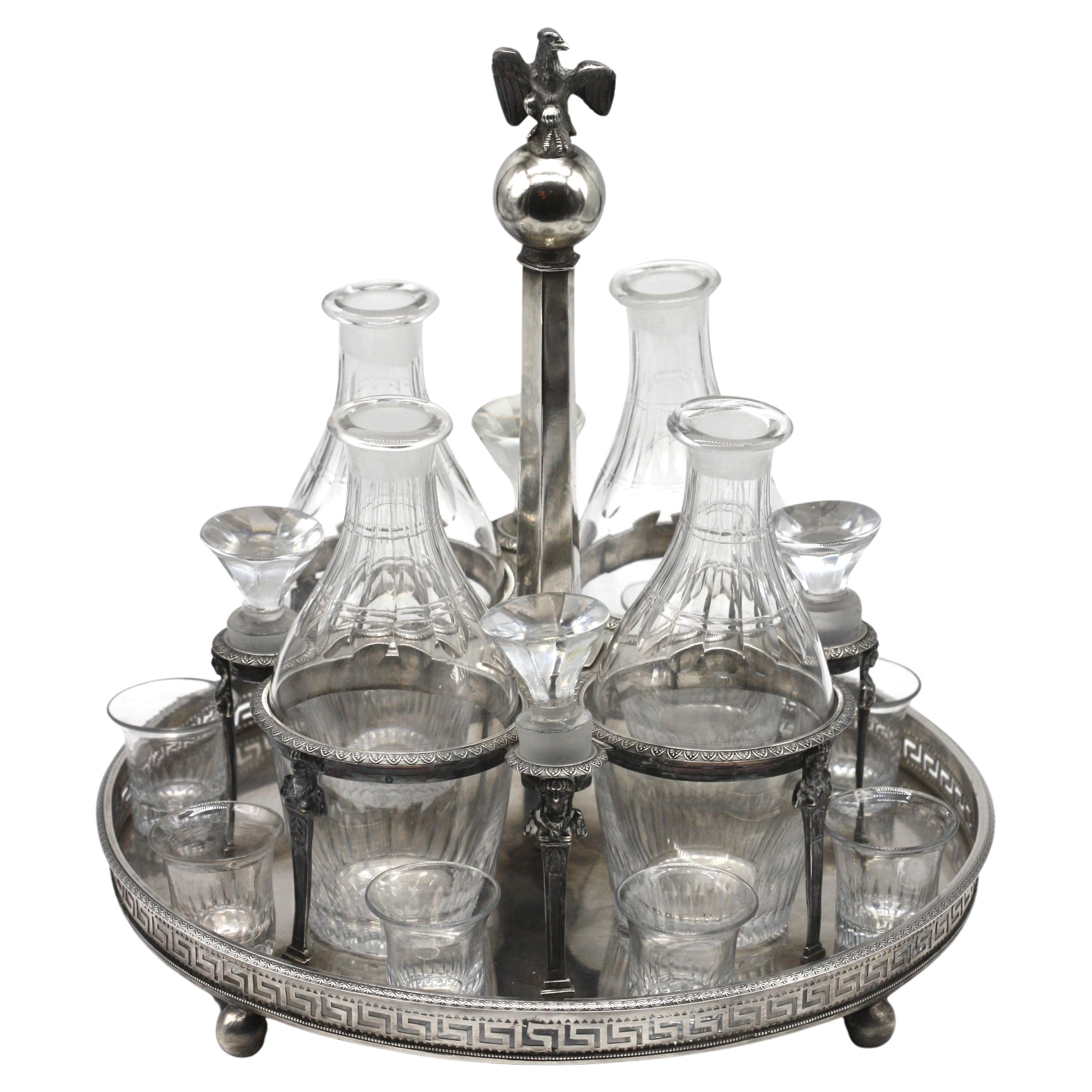 French Empire Silver Decanter Stand, Maker Louis Joseph-Bouty For Sale