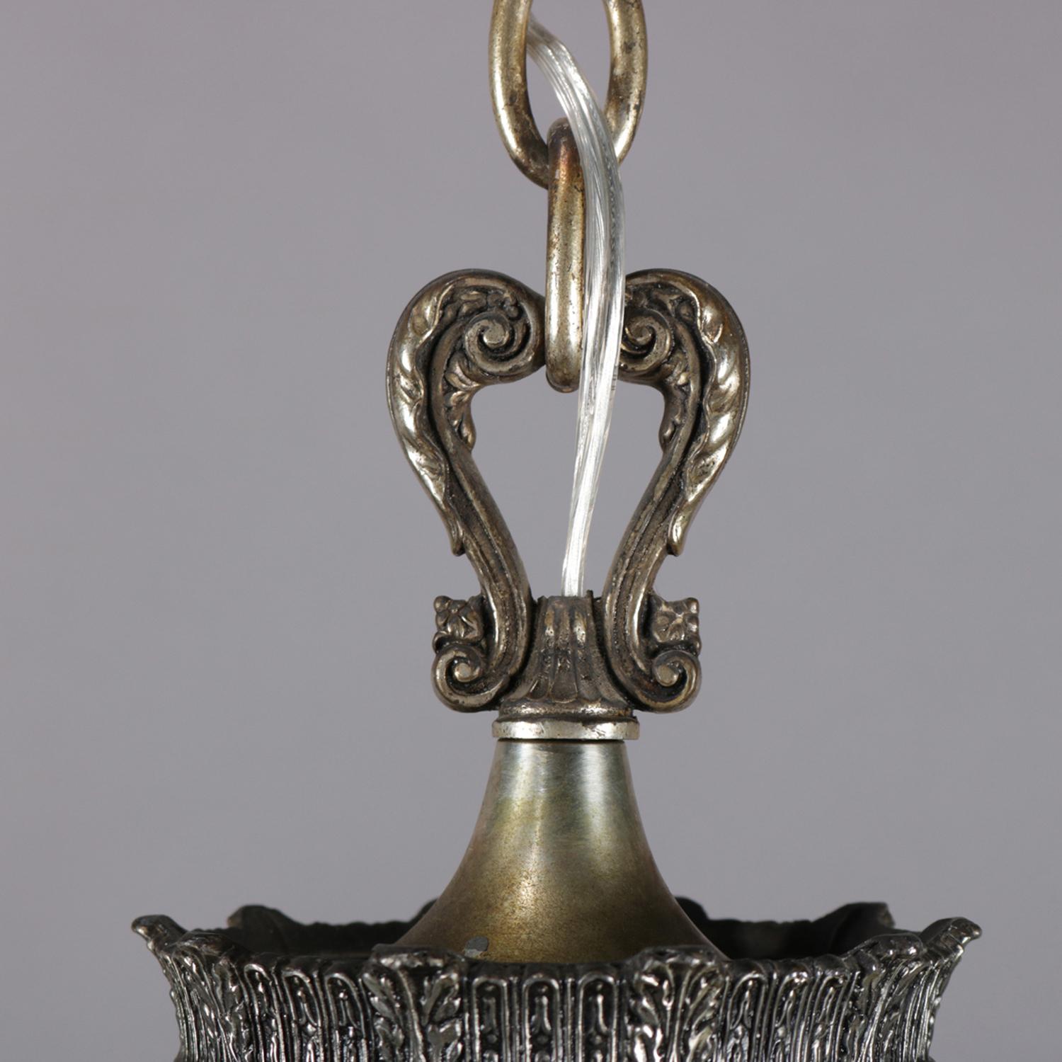 French Empire Silver Gilt 5-Candle Light Branch Chandelier, circa 1930 3