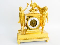 Reloj esqueleto Imperio francés, bronce dorado al fuego y grabado