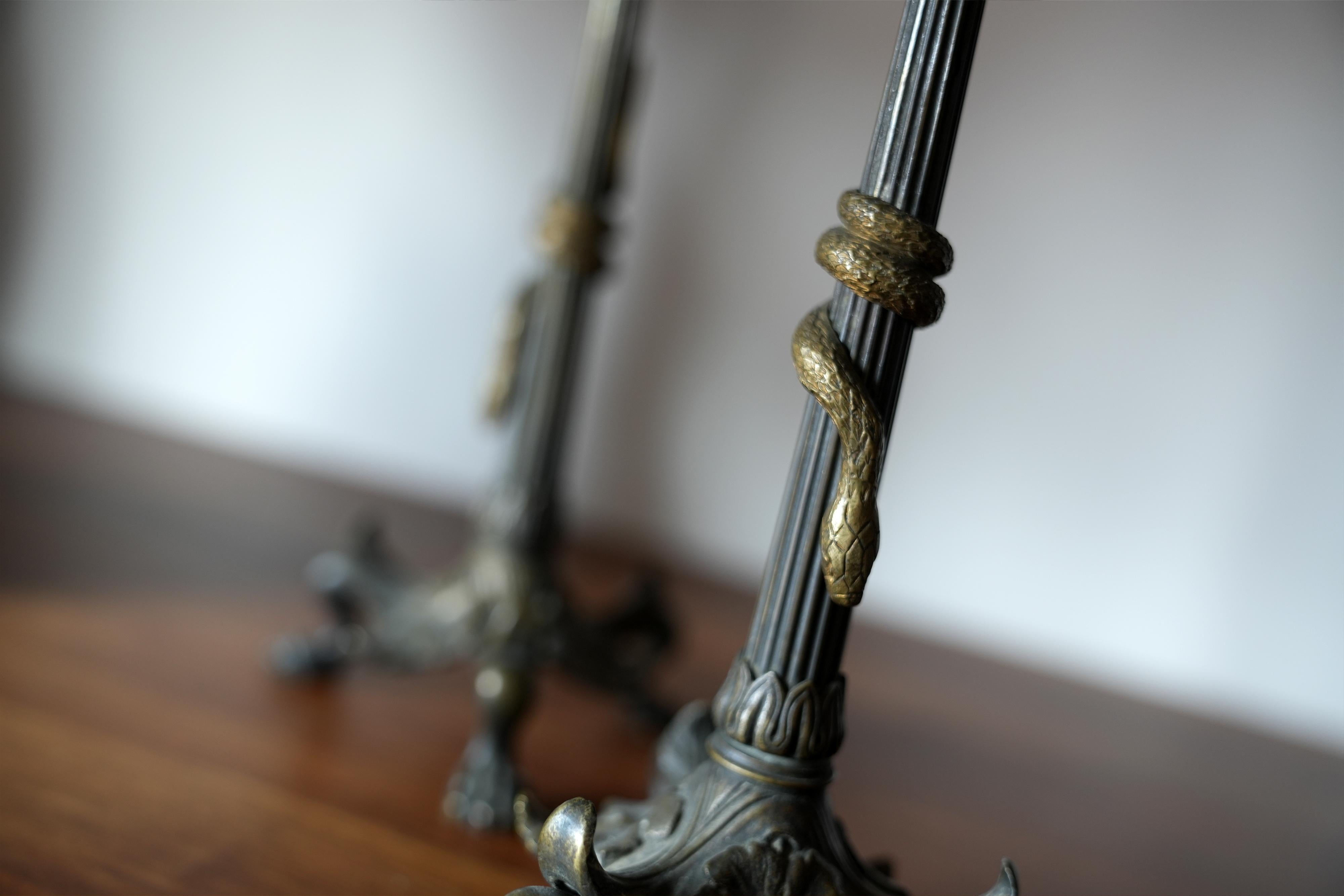 French Empire Snake Candlesticks For Sale 1