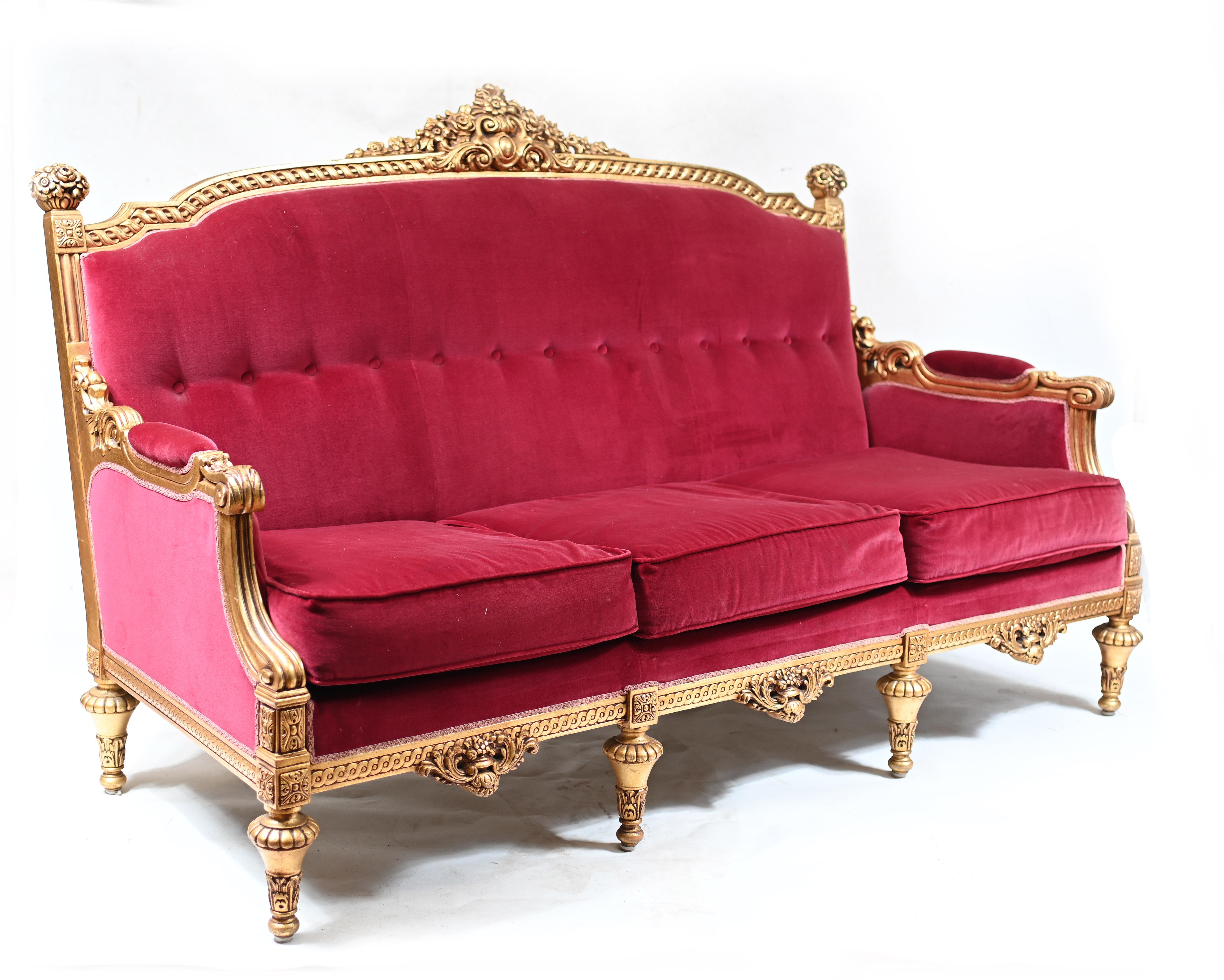  French Empire Sofa Giltwood Couch Seat  For Sale 6