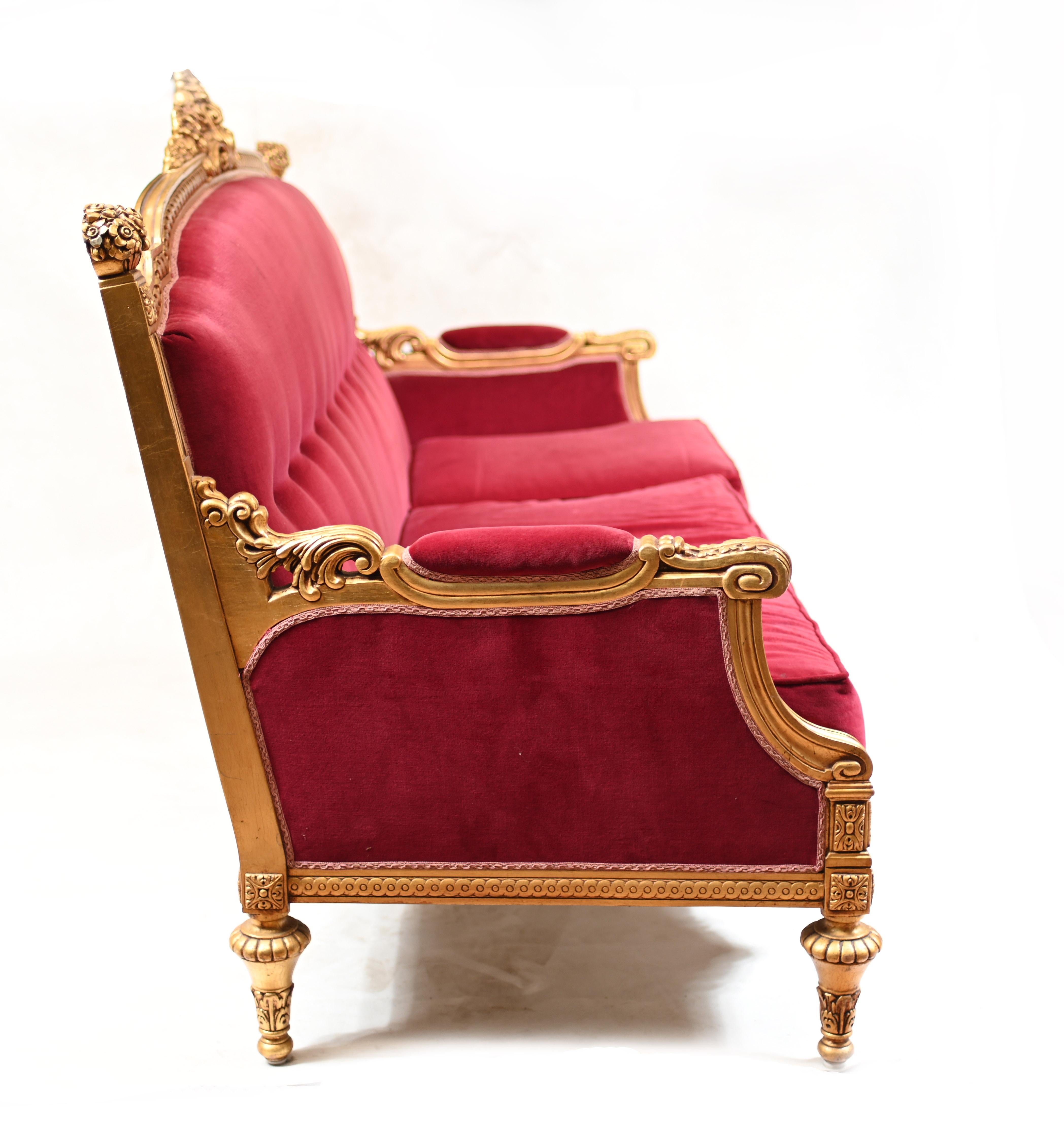  French Empire Sofa Giltwood Couch Seat  For Sale 7