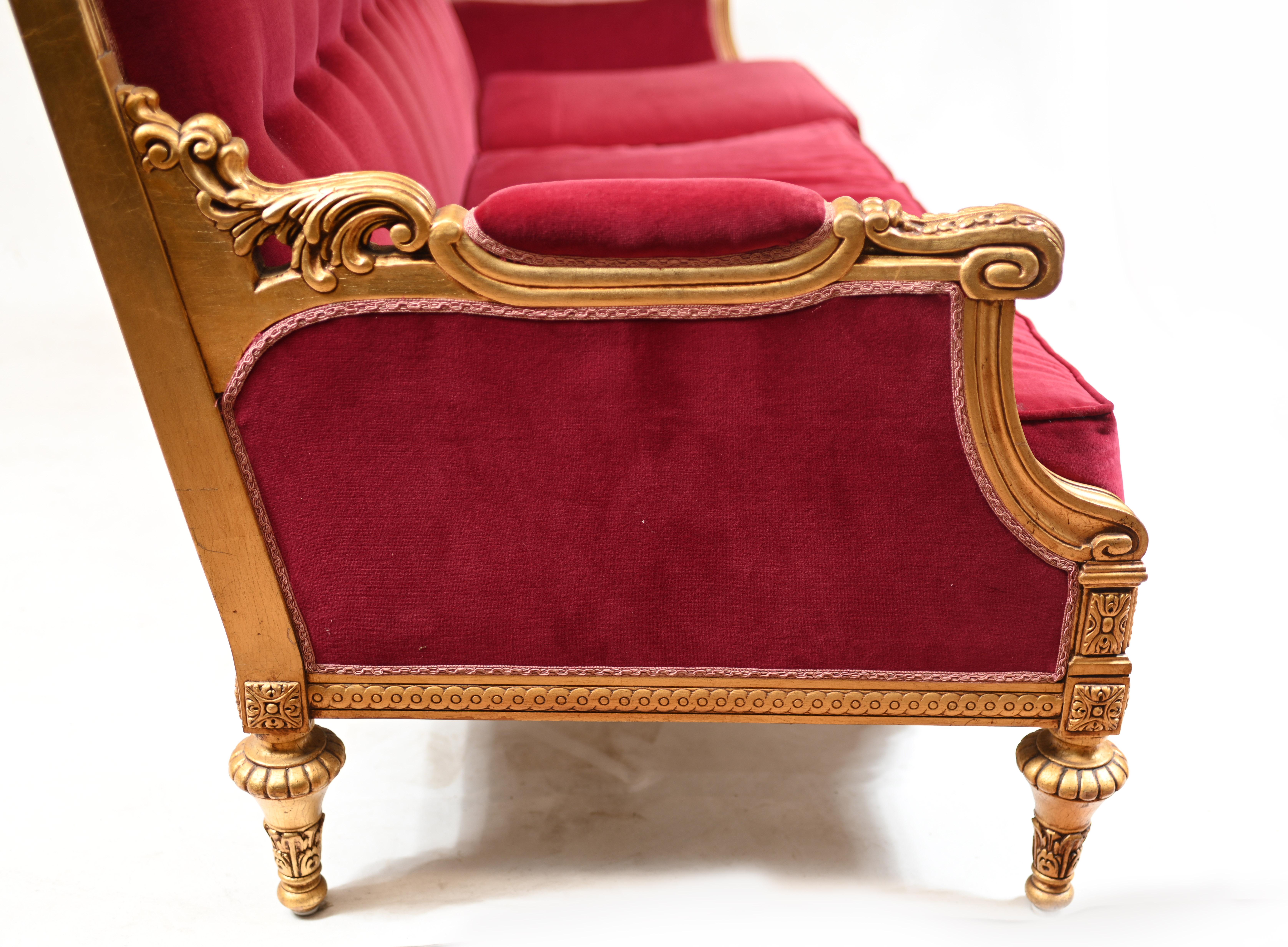  French Empire Sofa Giltwood Couch Seat  For Sale 8