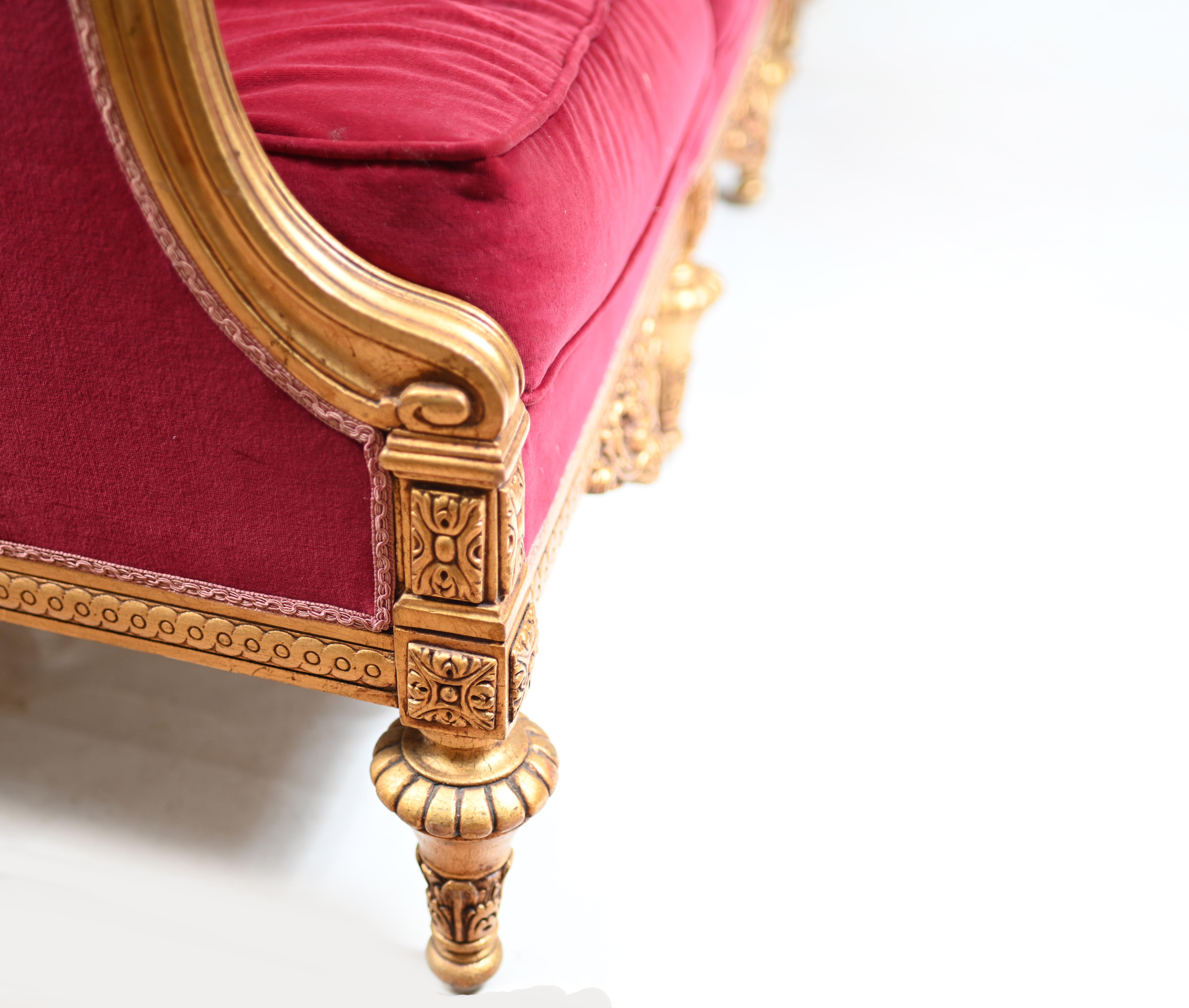  French Empire Sofa Giltwood Couch Seat  For Sale 11
