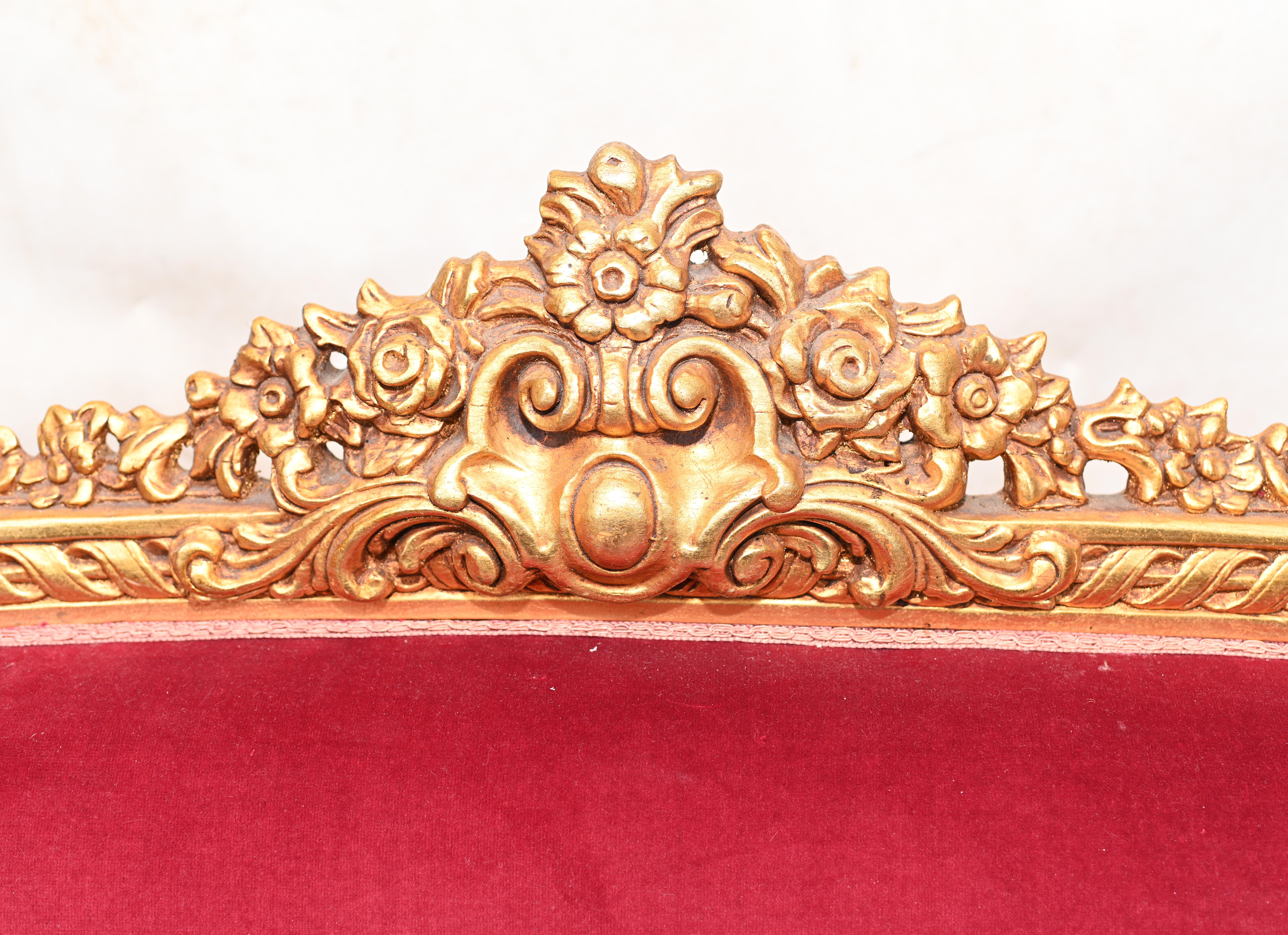 19th Century  French Empire Sofa Giltwood Couch Seat  For Sale
