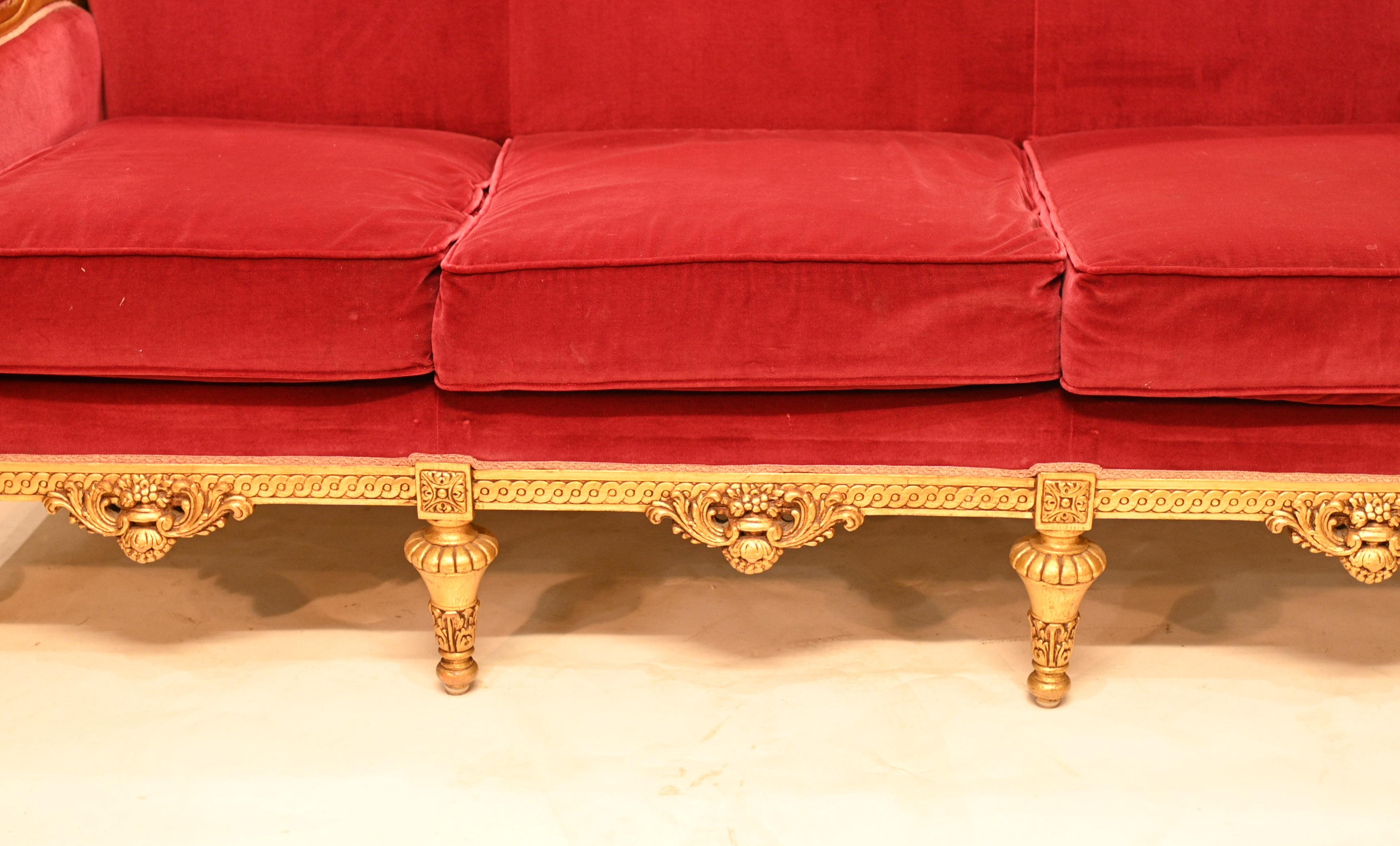  French Empire Sofa Giltwood Couch Seat  For Sale 1