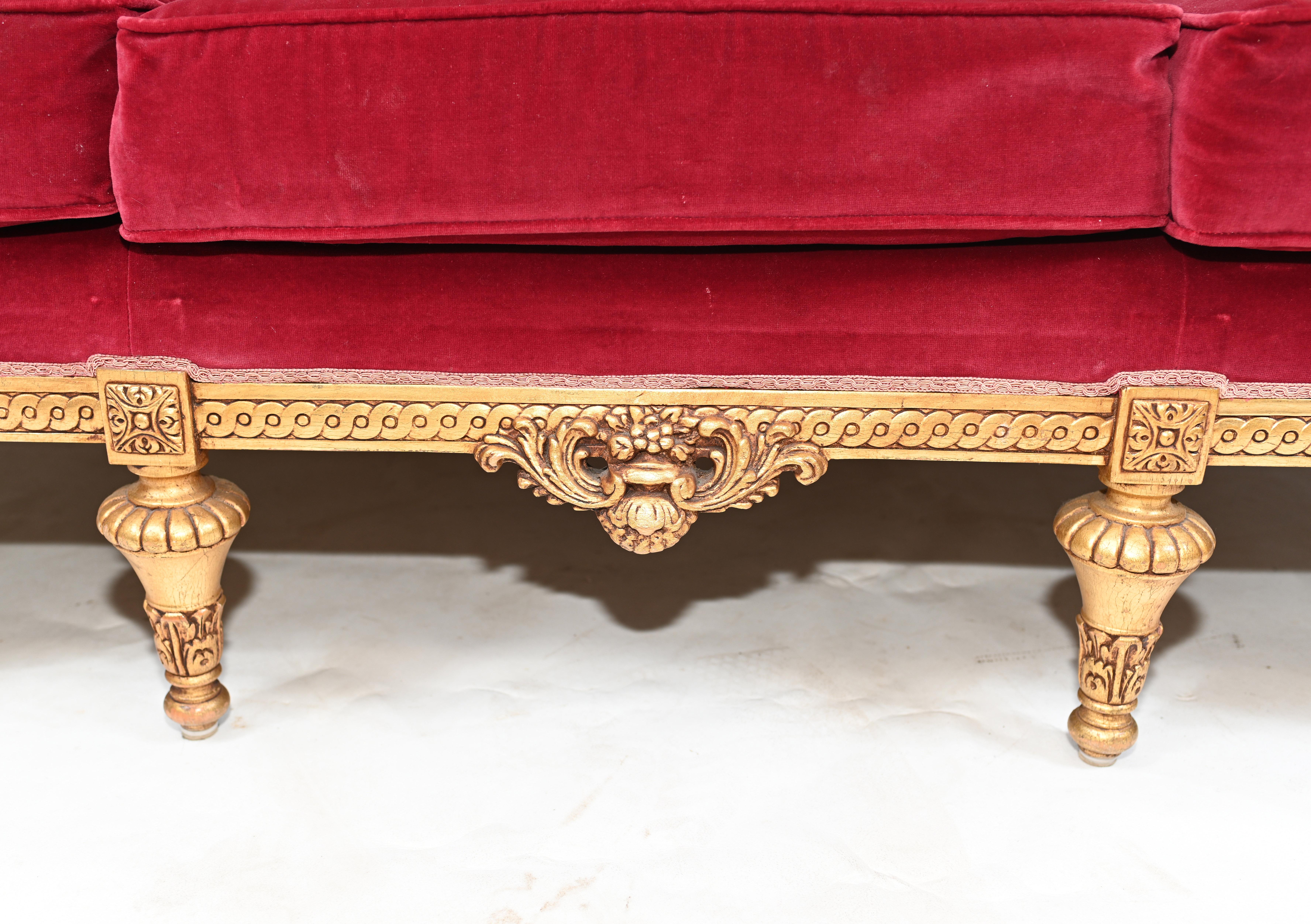  French Empire Sofa Giltwood Couch Seat  For Sale 3