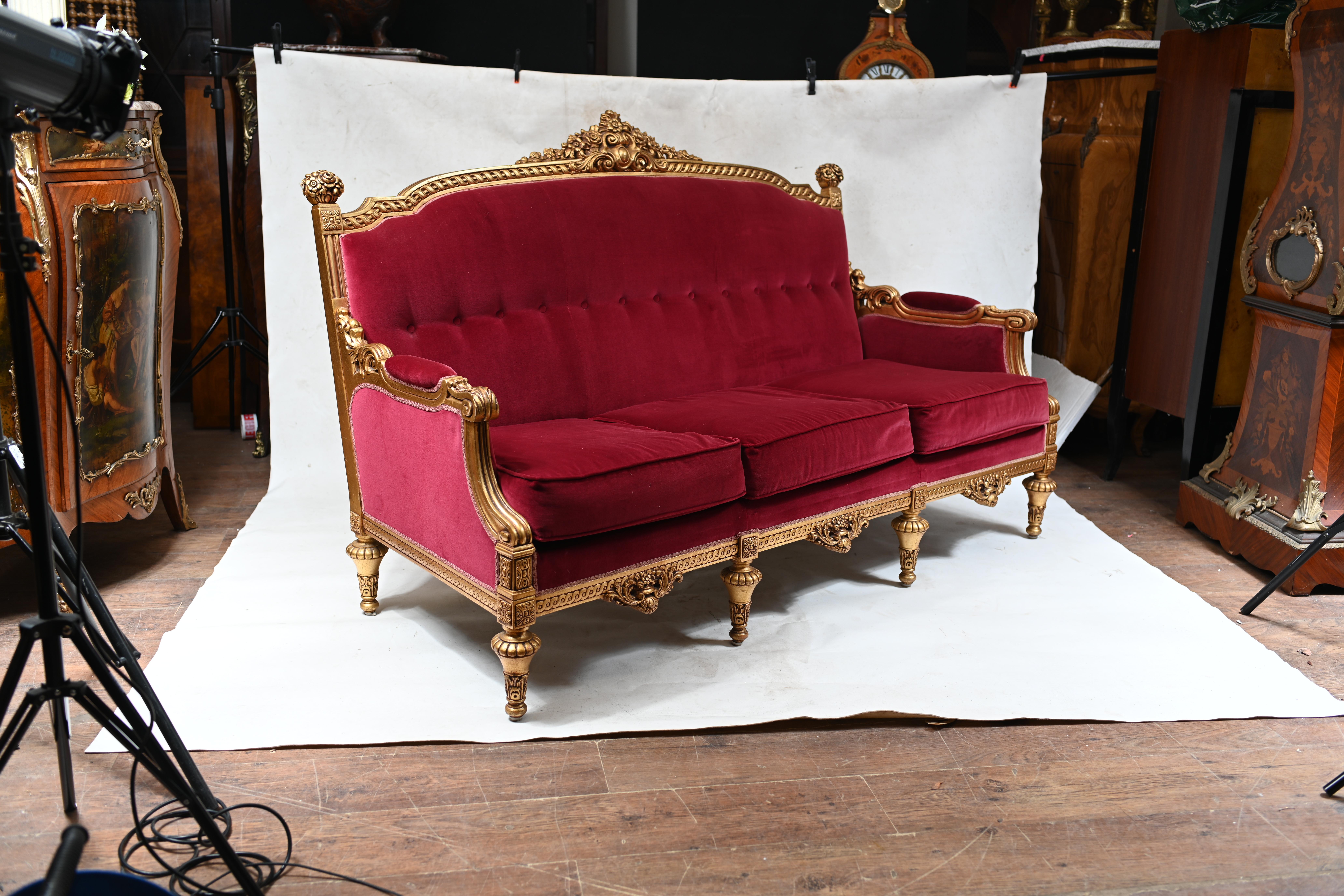 French Empire Sofa Giltwood Couch Seat  For Sale 5