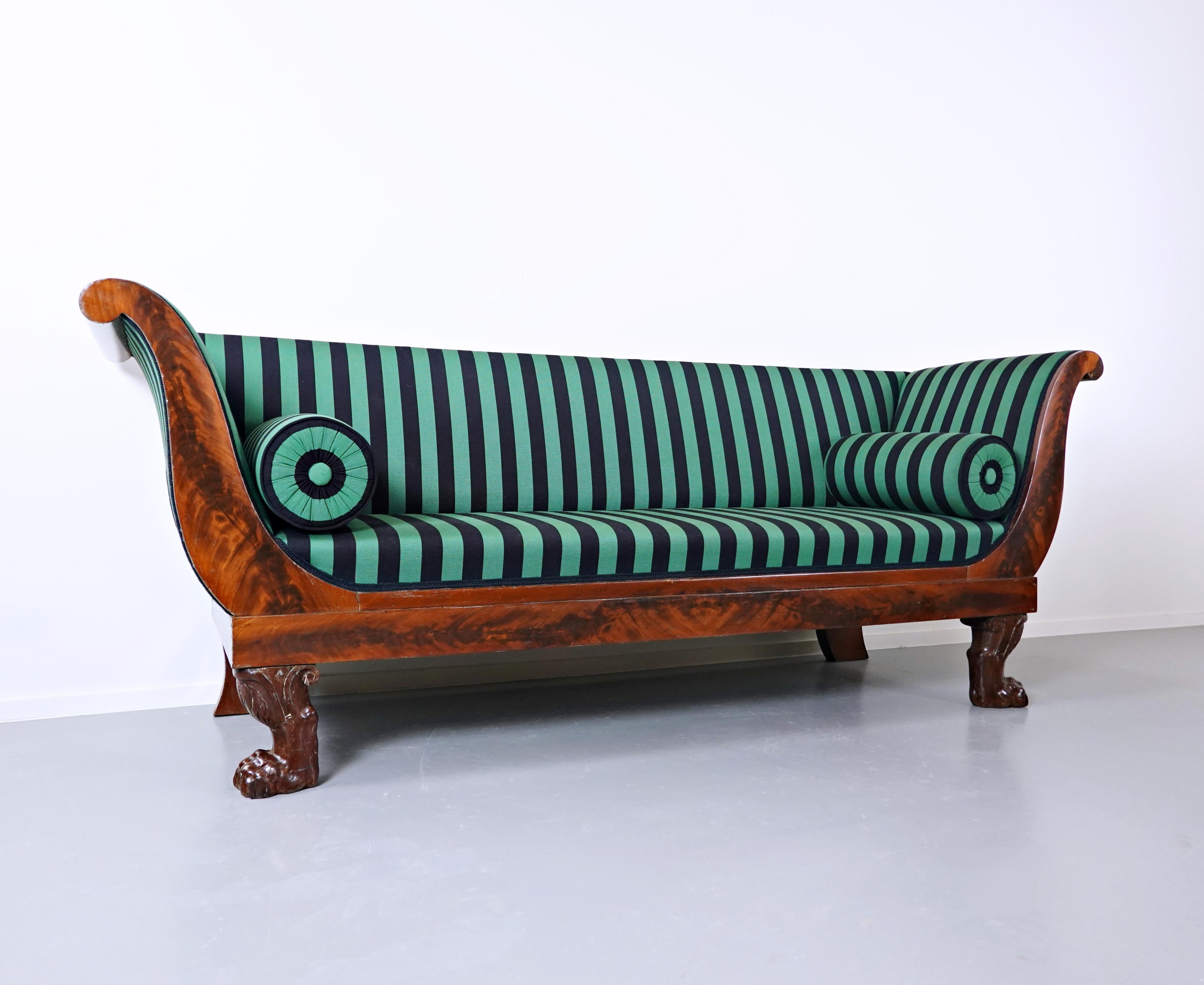 French Empire sofa, mahogany, circa 1810.