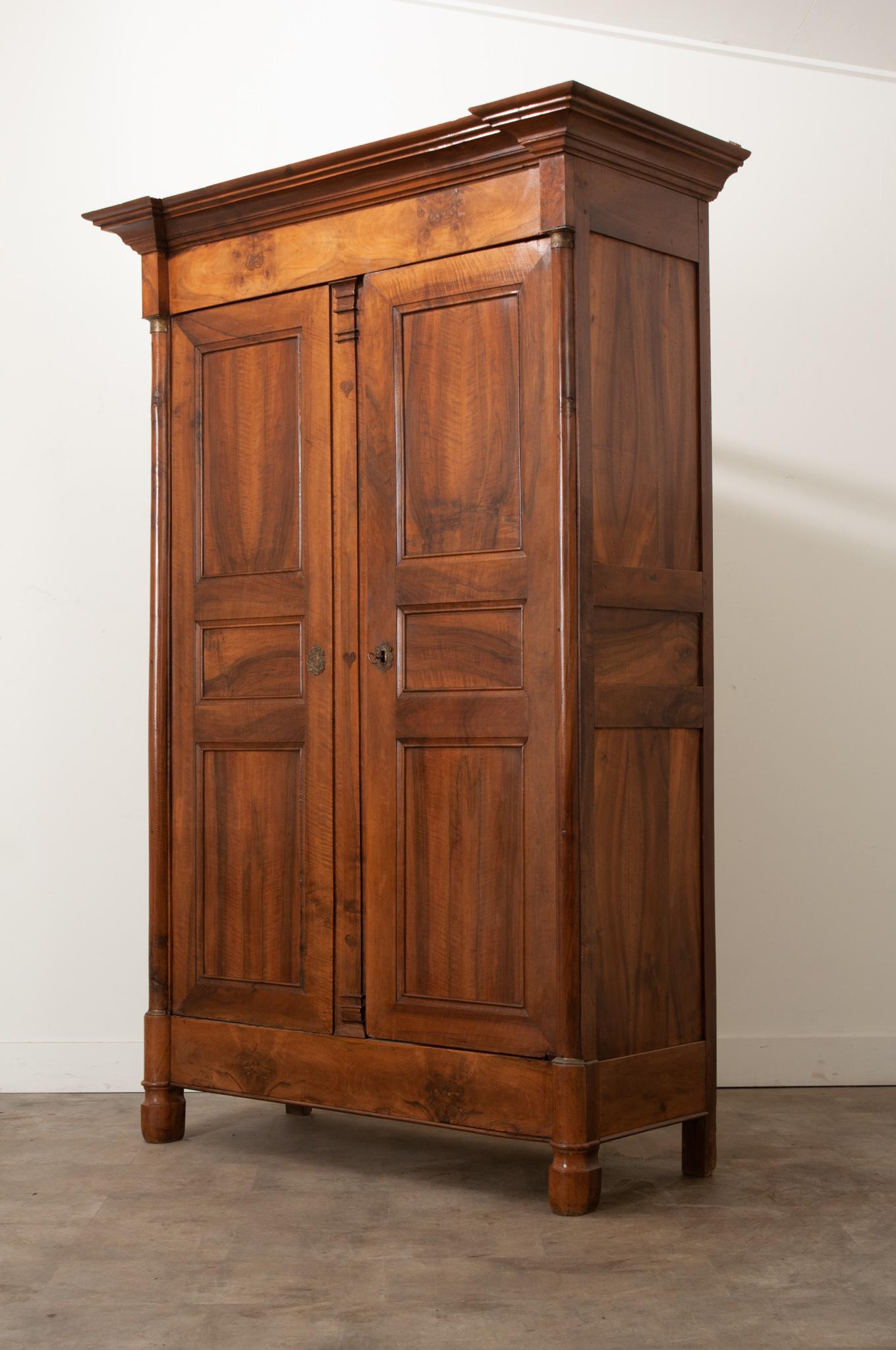 French Empire Solid Walnut Armoire 6
