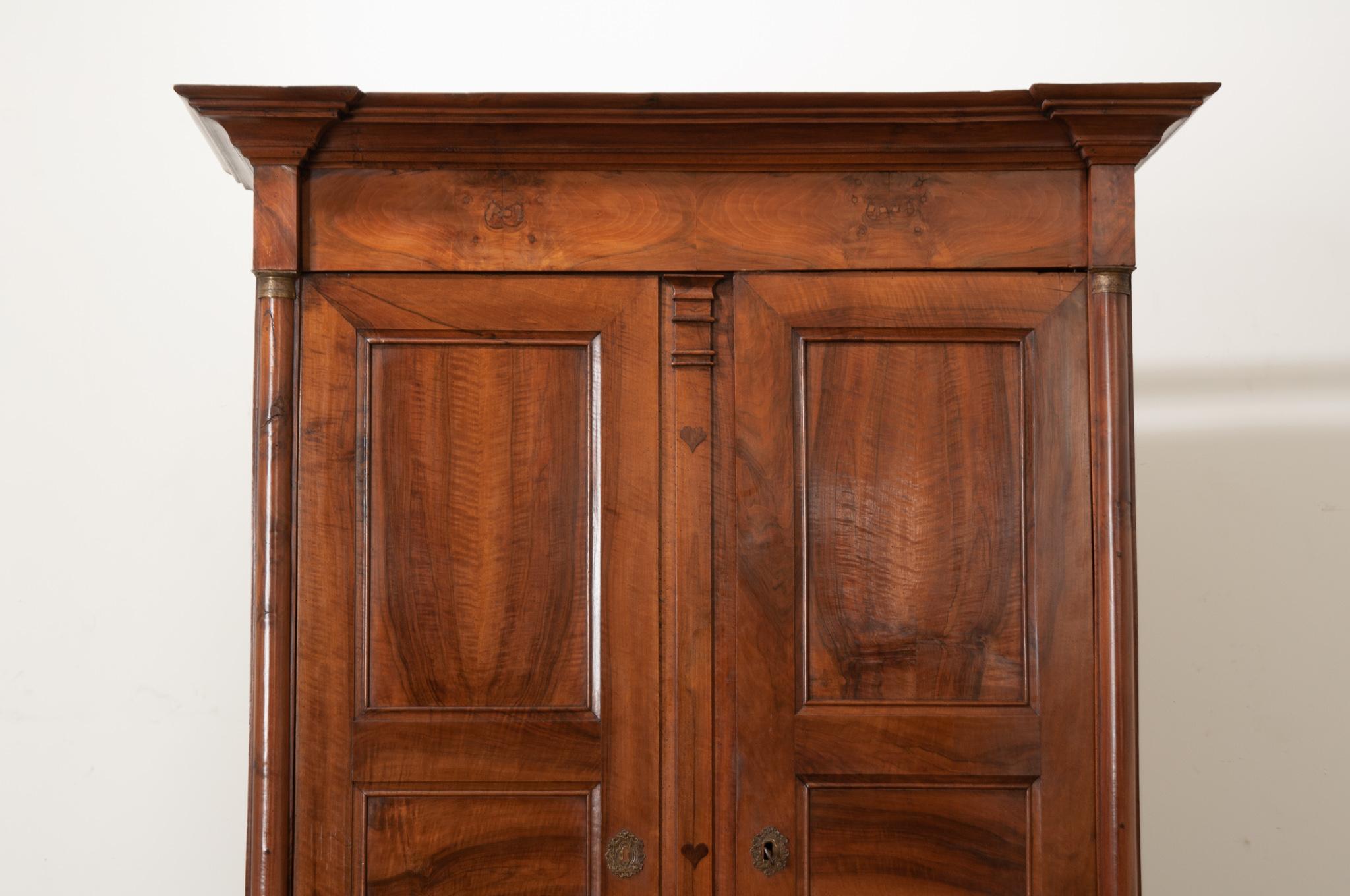 French Empire Solid Walnut Armoire In Good Condition In Baton Rouge, LA
