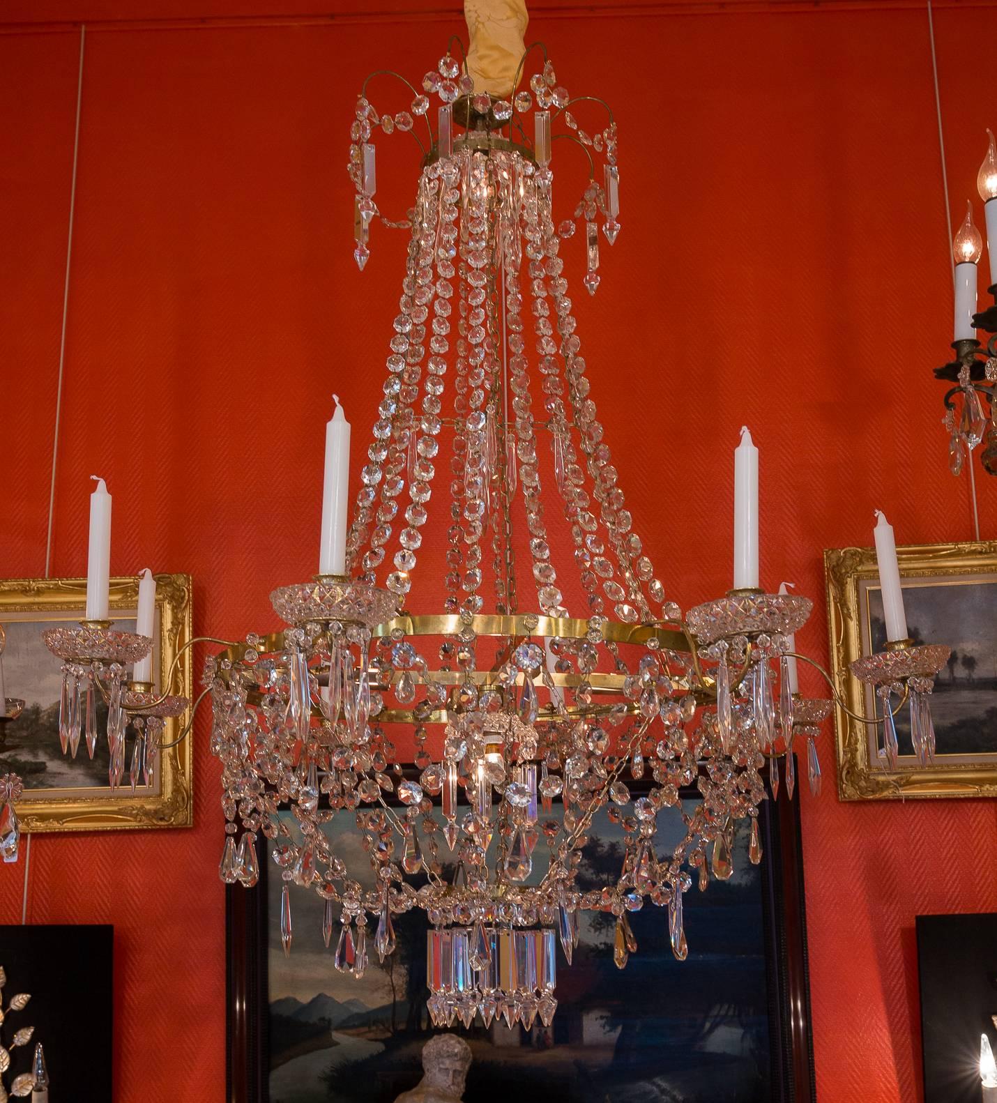 French Empire Style, Gilt-Brass and Baccarat Crystal Chandelier, circa 1890 6