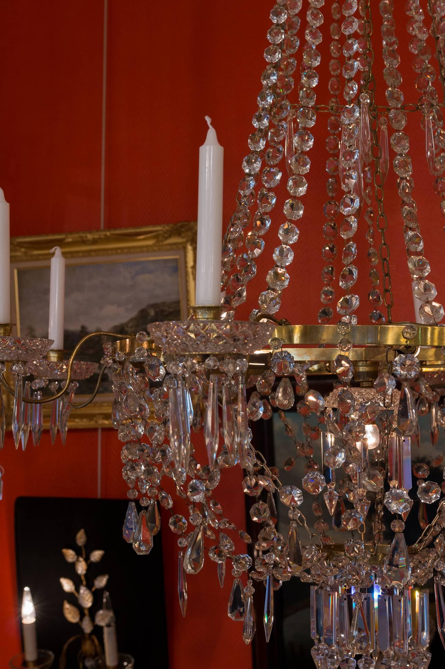 French Empire Style, Gilt-Brass and Baccarat Crystal Chandelier, circa 1890 1