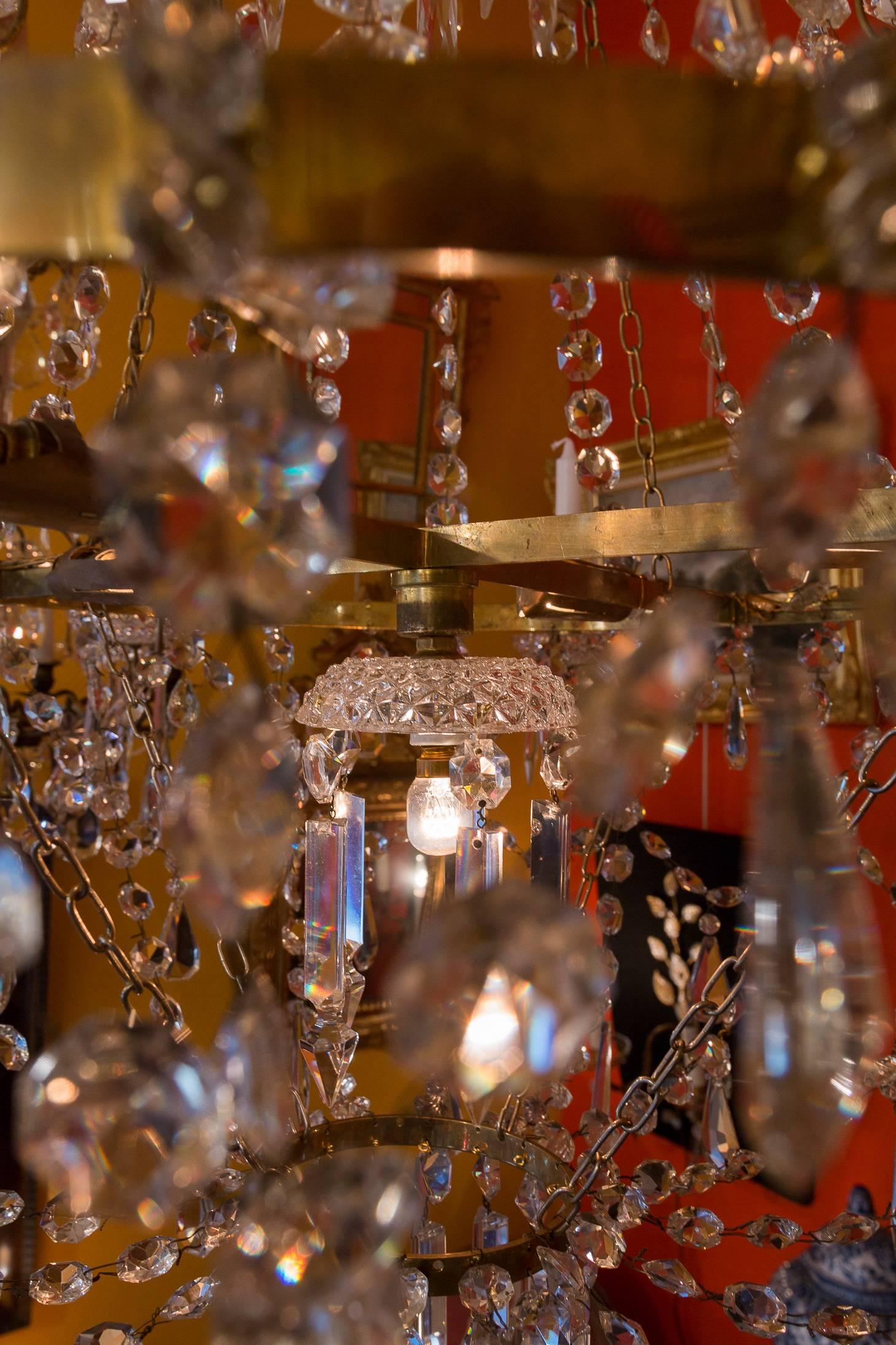 French Empire Style, Gilt-Brass and Baccarat Crystal Chandelier, circa 1890 2