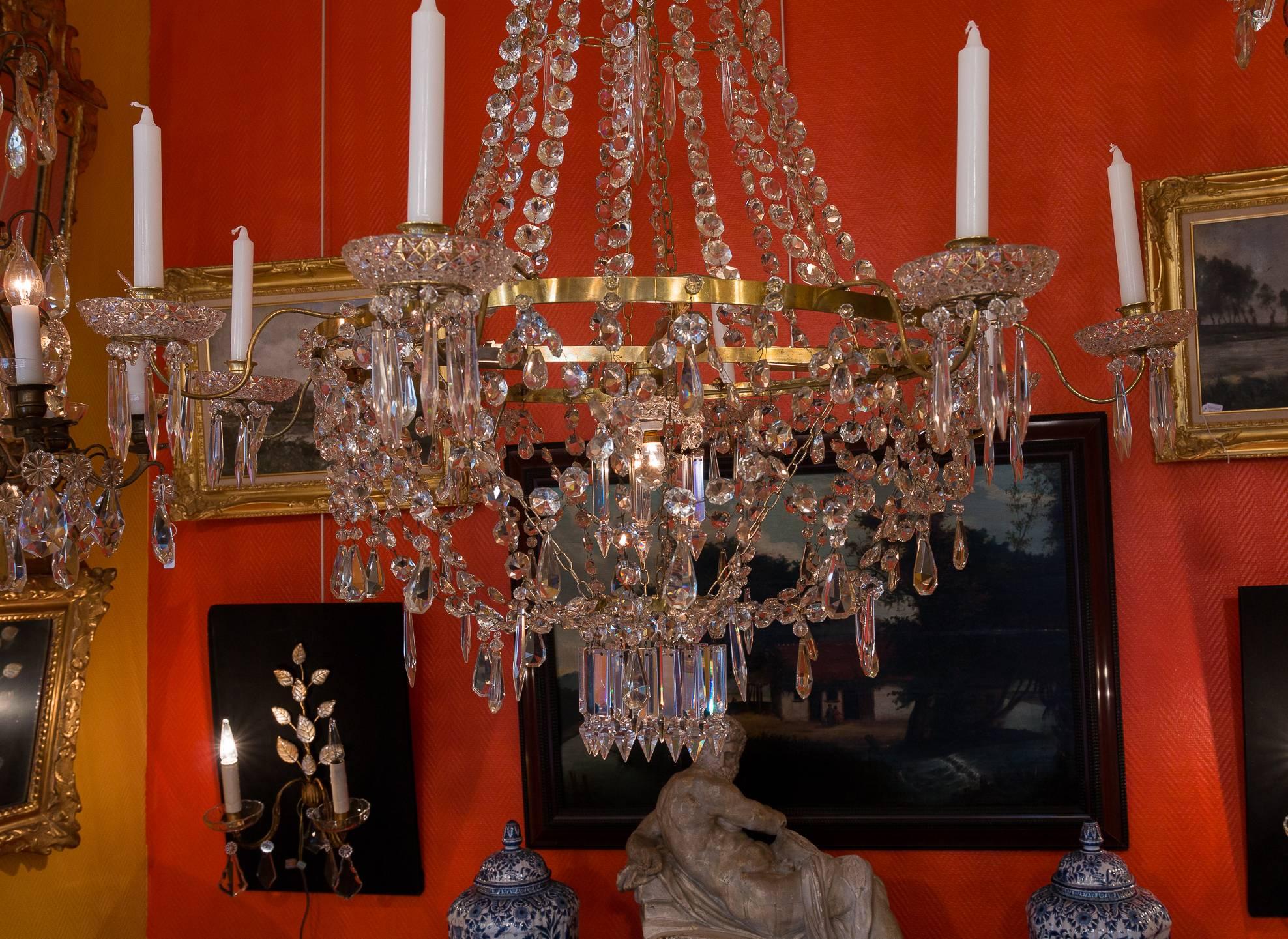 French Empire Style, Gilt-Brass and Baccarat Crystal Chandelier, circa 1890 3