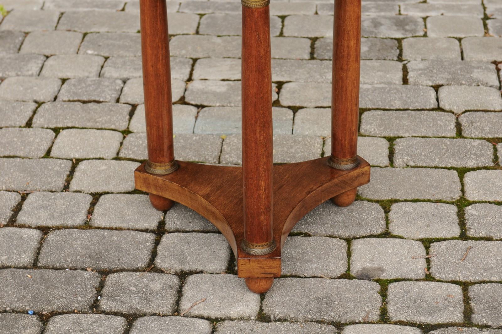 French Empire Style 1870s Walnut Guéridon with Marble Top and Bronze Mounts 1
