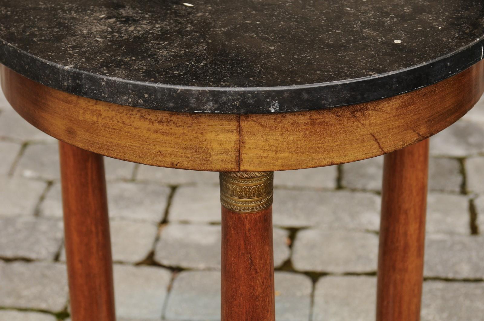 French Empire Style 1870s Walnut Guéridon with Marble Top and Bronze Mounts 2