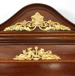 French Empire Style Mahogany and Ormolu Pediment Wall Mirror