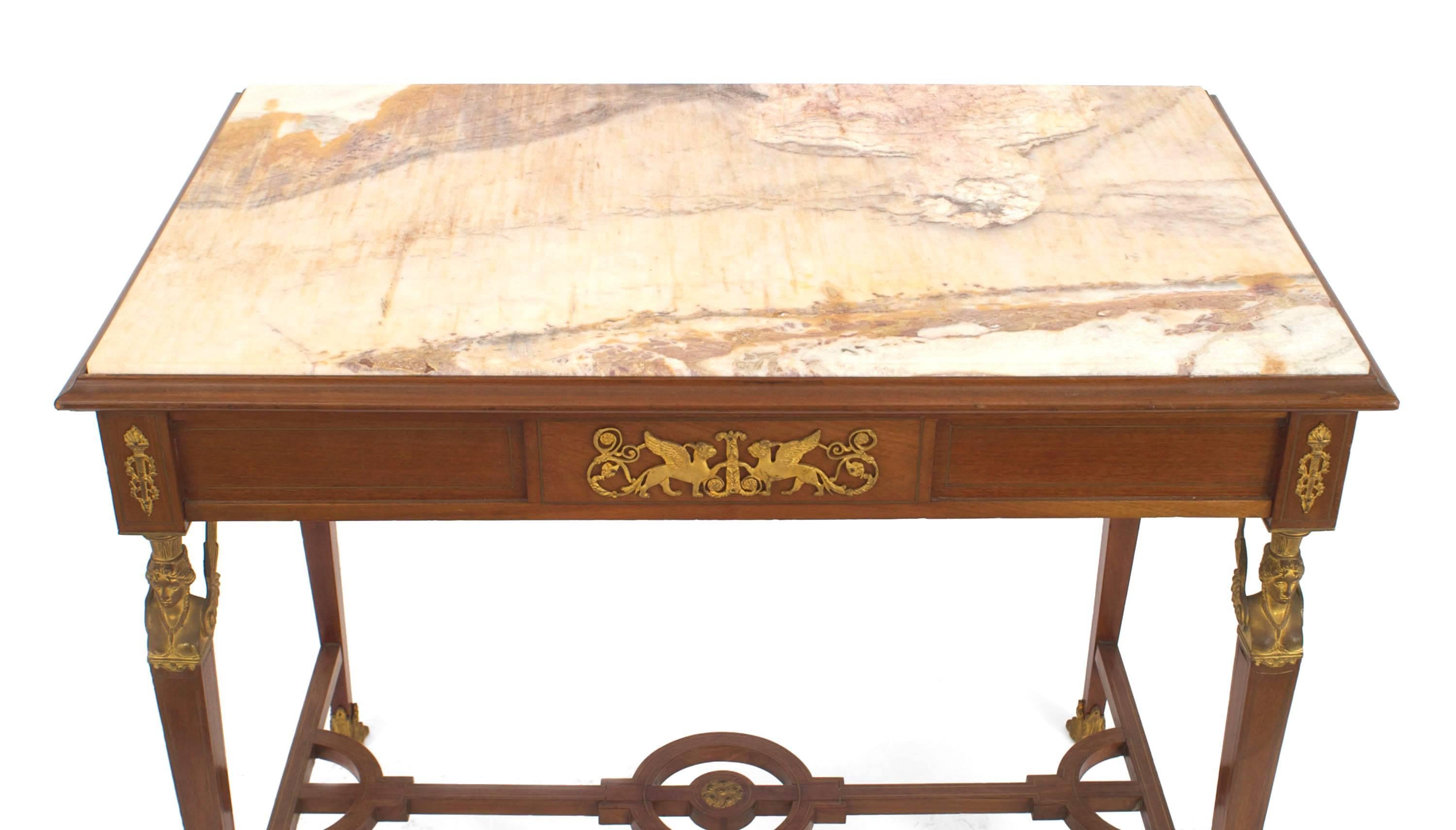 French Empire Style ‘19th Century’ Mahogany and Bronze Trimmed Centre Table In Good Condition For Sale In New York, NY