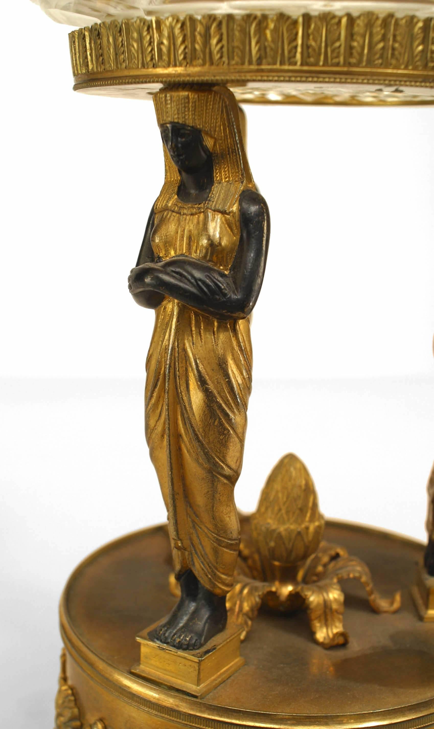 French Empire Style Bronze Dore Egyptian Compote In Good Condition For Sale In New York, NY