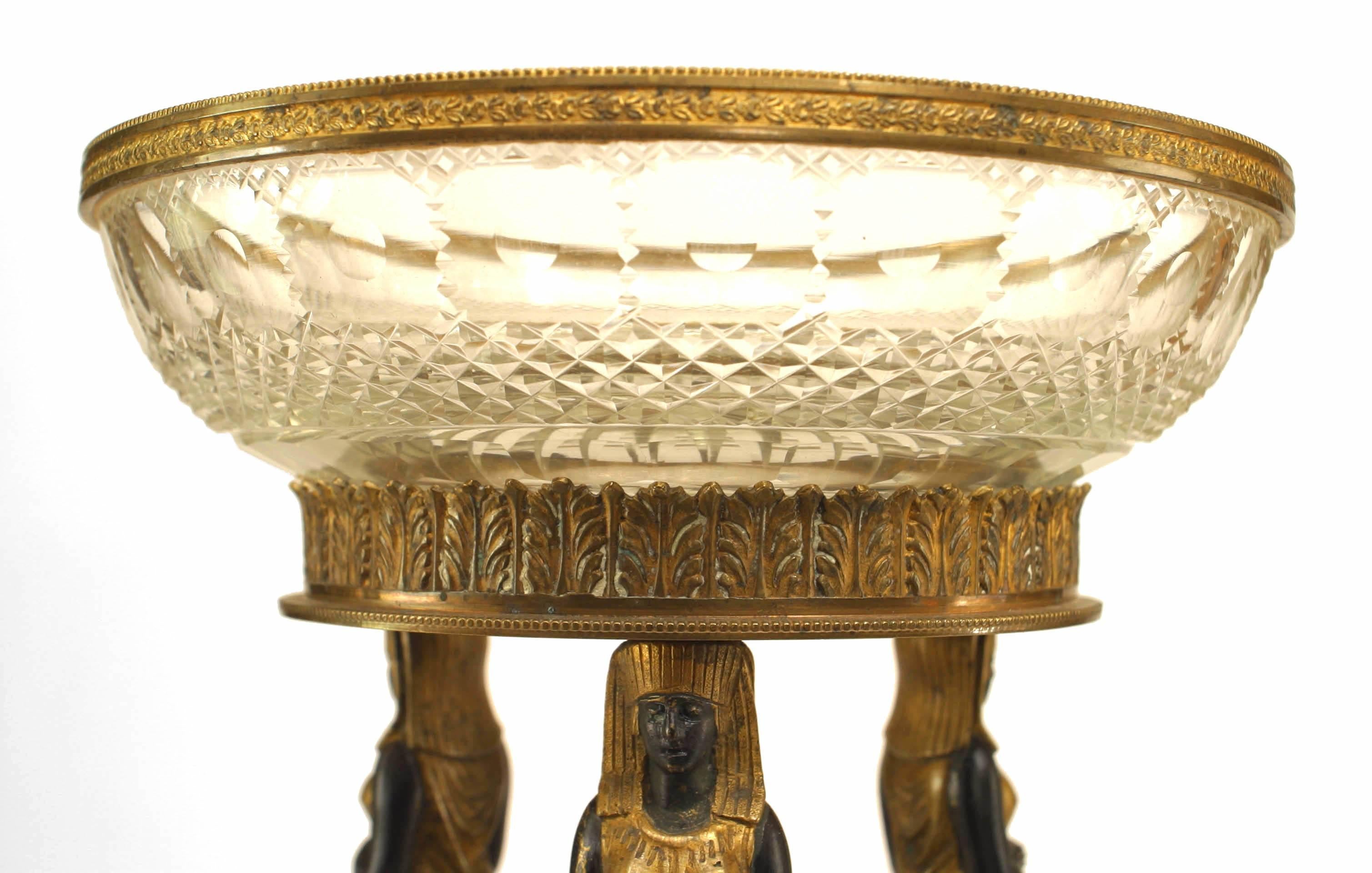 French Empire Style Bronze Dore Egyptian Compote For Sale 1