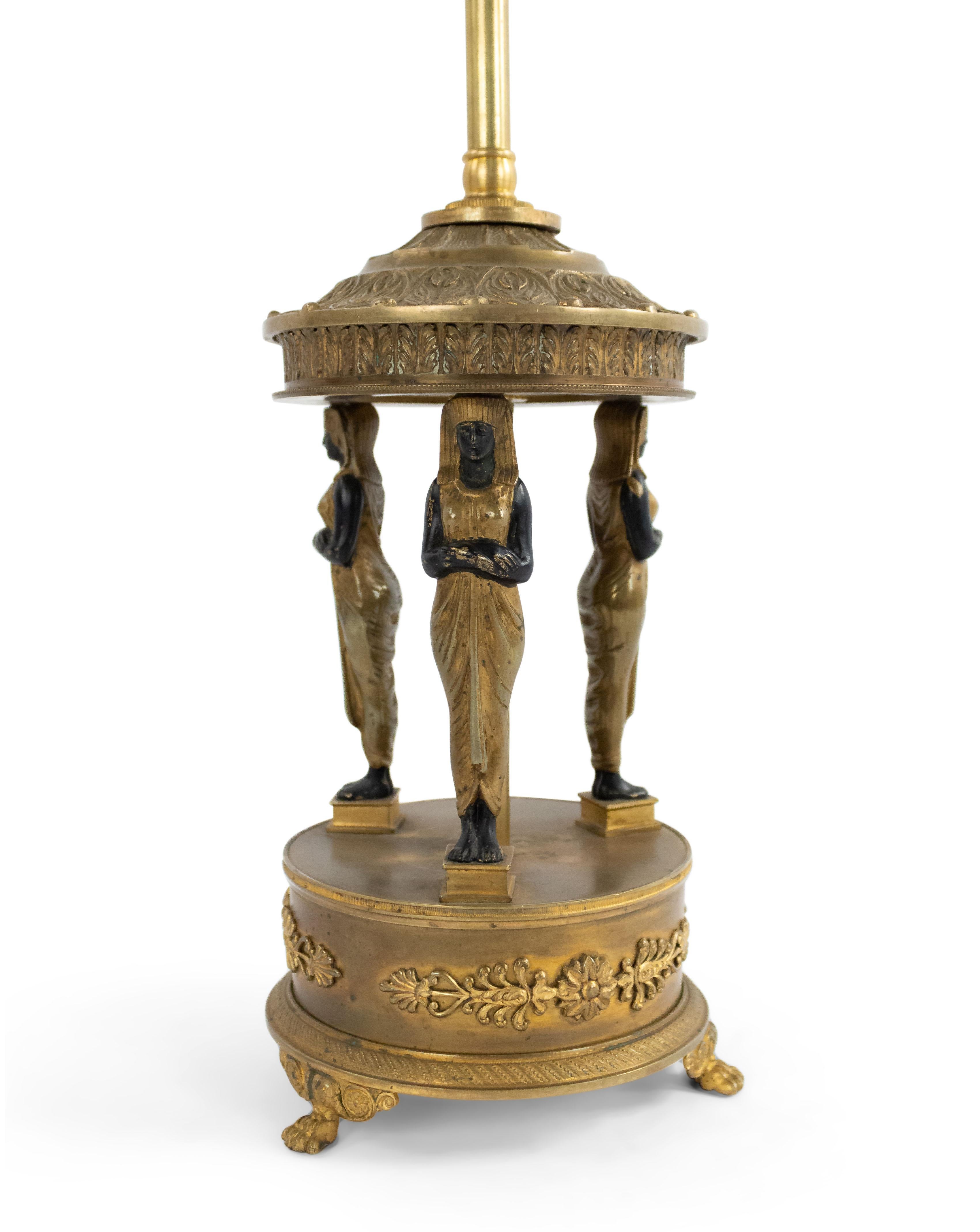 19th Century French Empire Style Bronze Egyptian Lamp For Sale