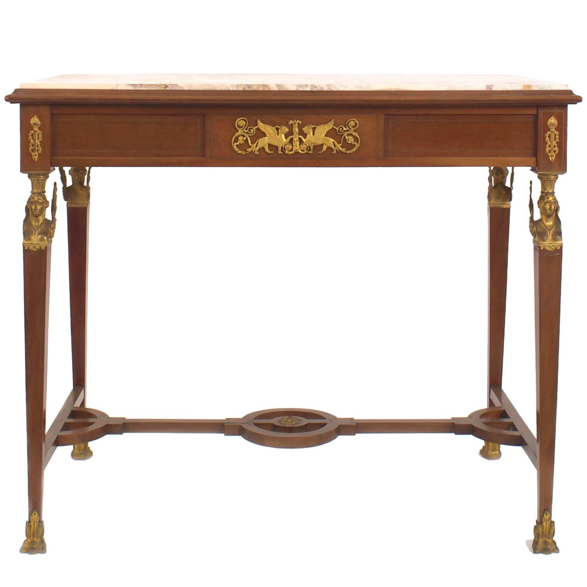 French Empire Style Mahogany Center Table For Sale