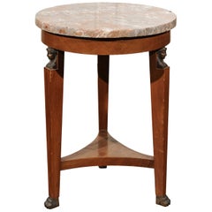 French Empire Style 19th Century Drink Table with Cariatides and Marble Top