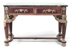 French Empire Style Mahogany and Bronze Griffins Table Desk