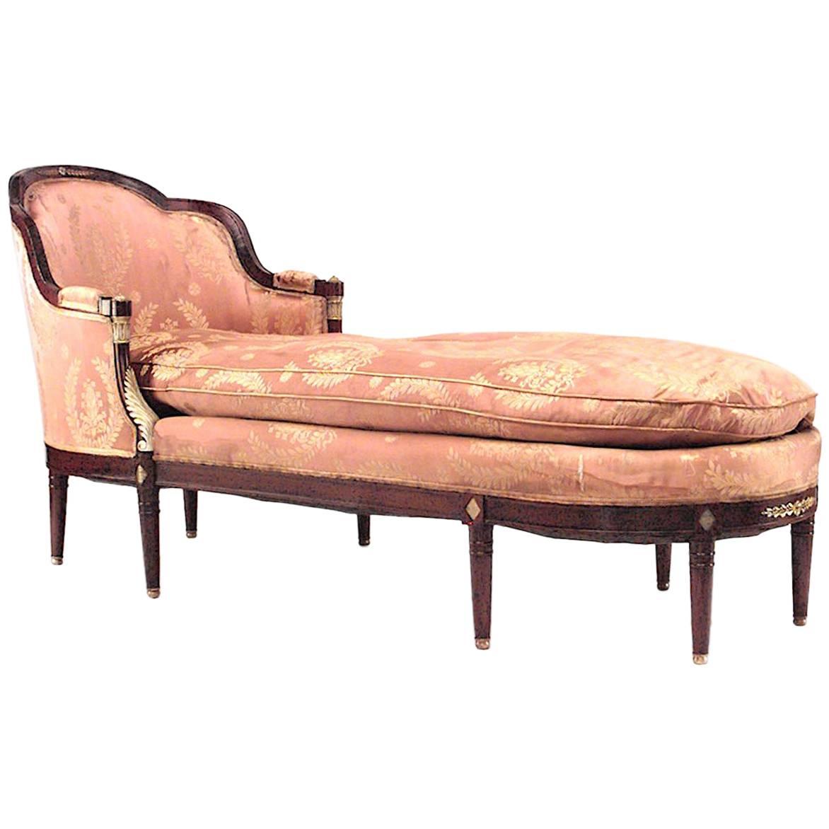 French Empire Style Mahogany Pink Chaise For Sale