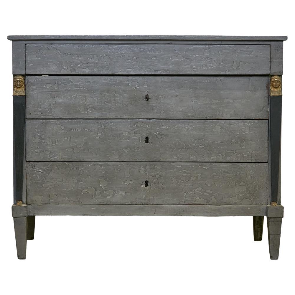 French Empire Style 19th Century Painted Four-Drawer Commode with Gilded Busts For Sale