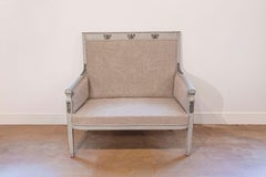 French Empire Style 19th Century Painted Wood Marquise with Carved Palmettes