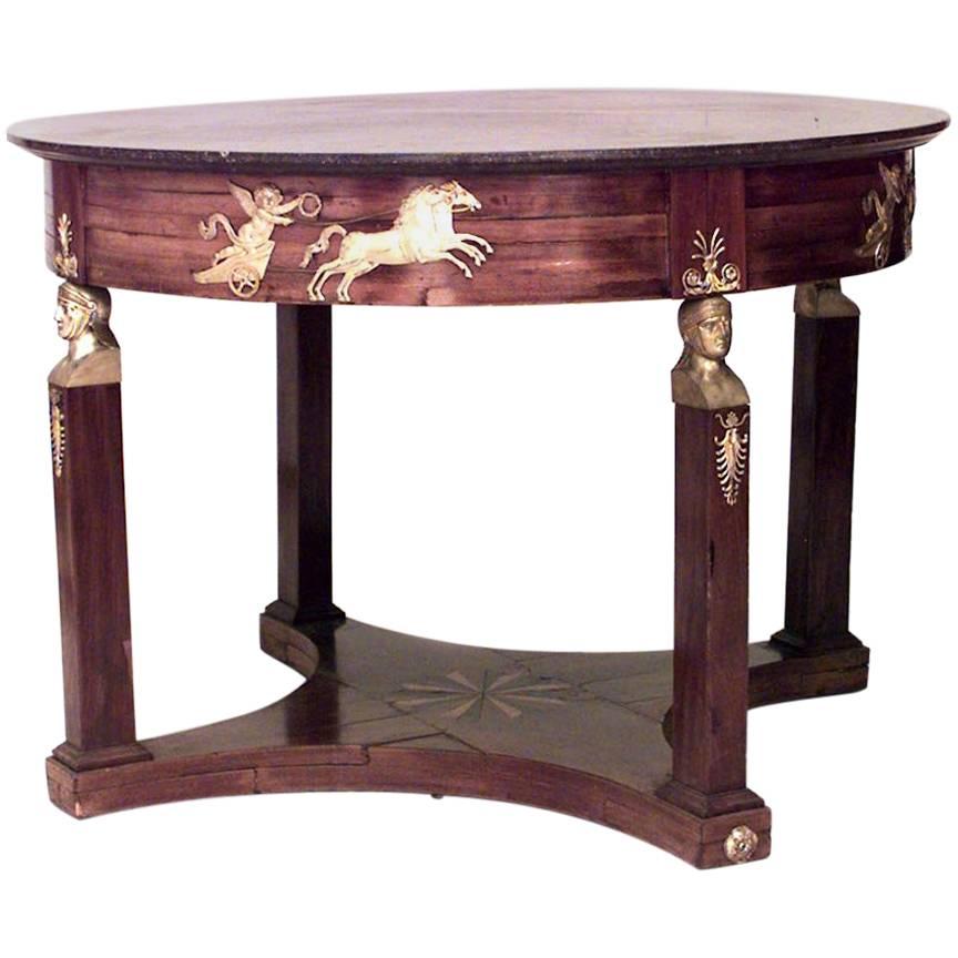 French Empire Style Marble Top Center Table