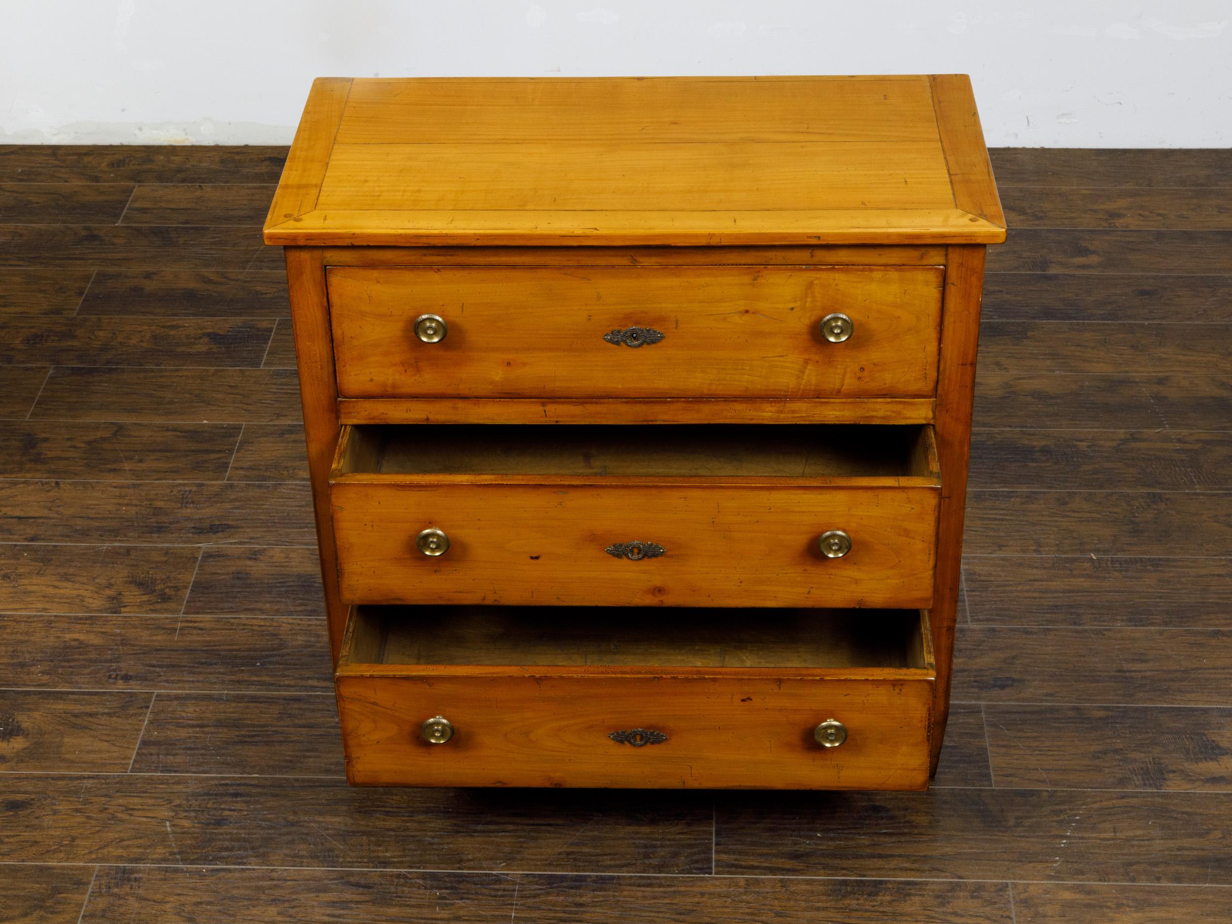 French Empire Style 19th Century Walnut Chest with Drop Front Desk, Two Drawers For Sale 4