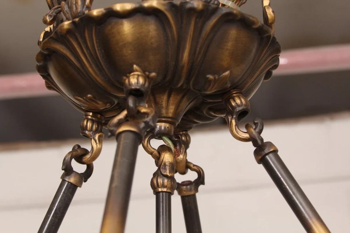 Lustre en albâtre et laiton de style Empire français en vente 1