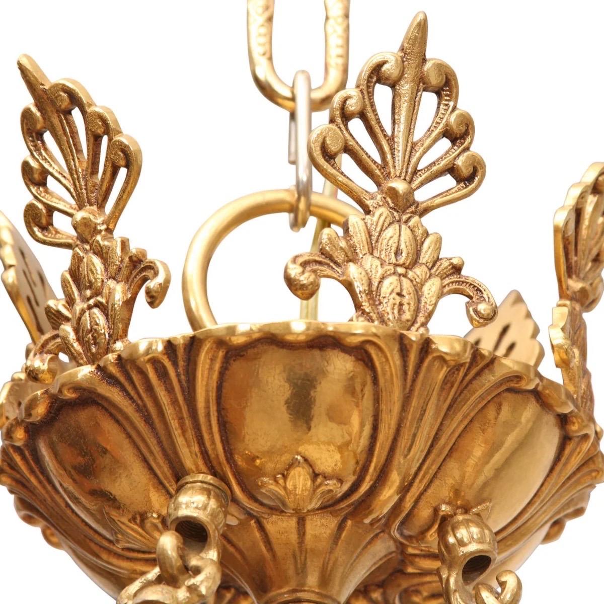 Lustre en albâtre et laiton de style Empire français en vente 3