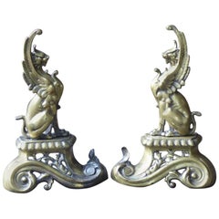 Vintage French Empire Style Andirons or Firedogs