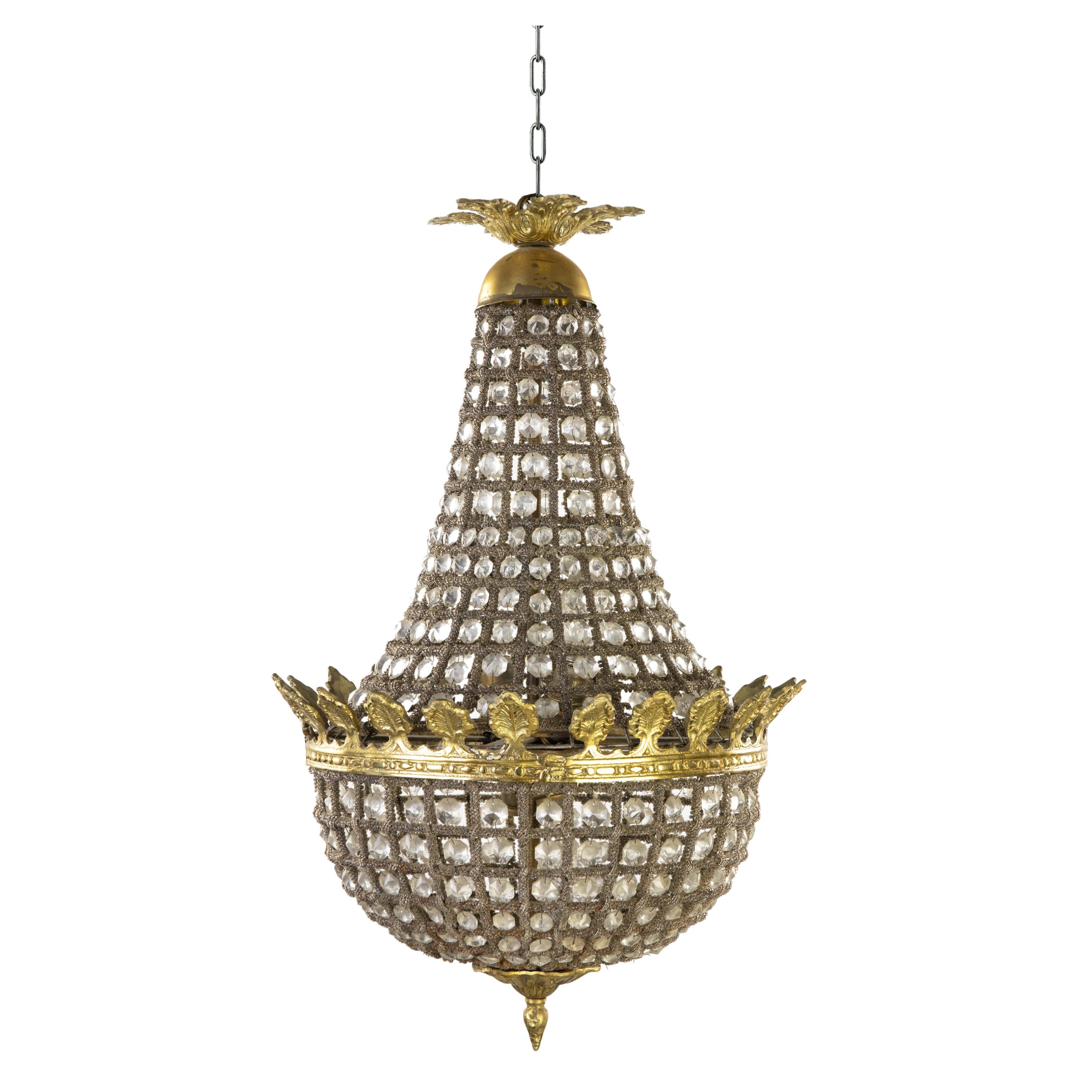  French Empire Style Baloon Chandelier, France Early 20th Century For Sale