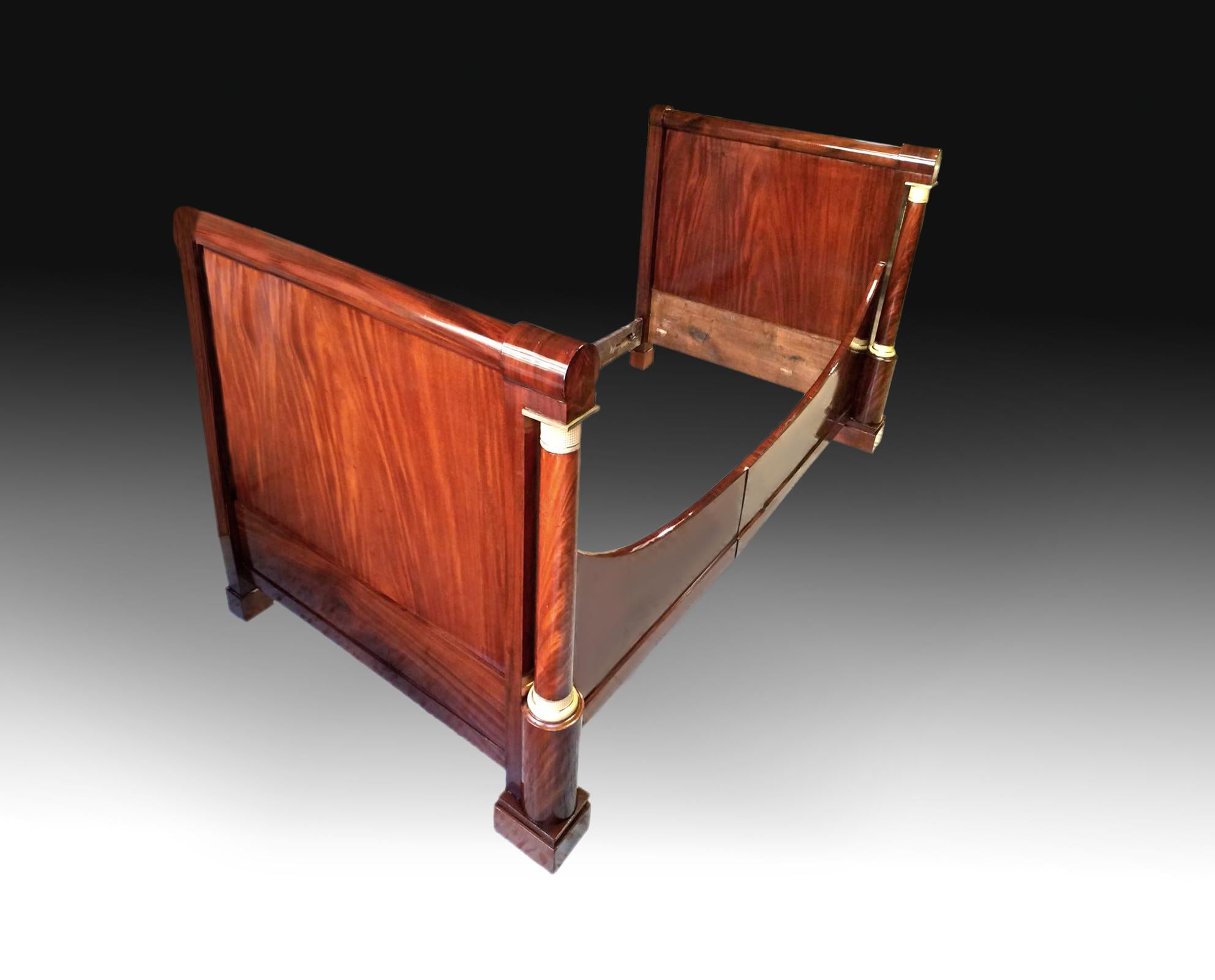 Empire Revival French Empire Style Bed Frame, Gilt Bronze and Mahogany, 20th Century