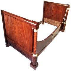 French Empire Style Bed Frame, Gilt Bronze and Mahogany, 20th Century