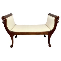 French Empire Style Bench with Hand-Carved Swan Figureheads